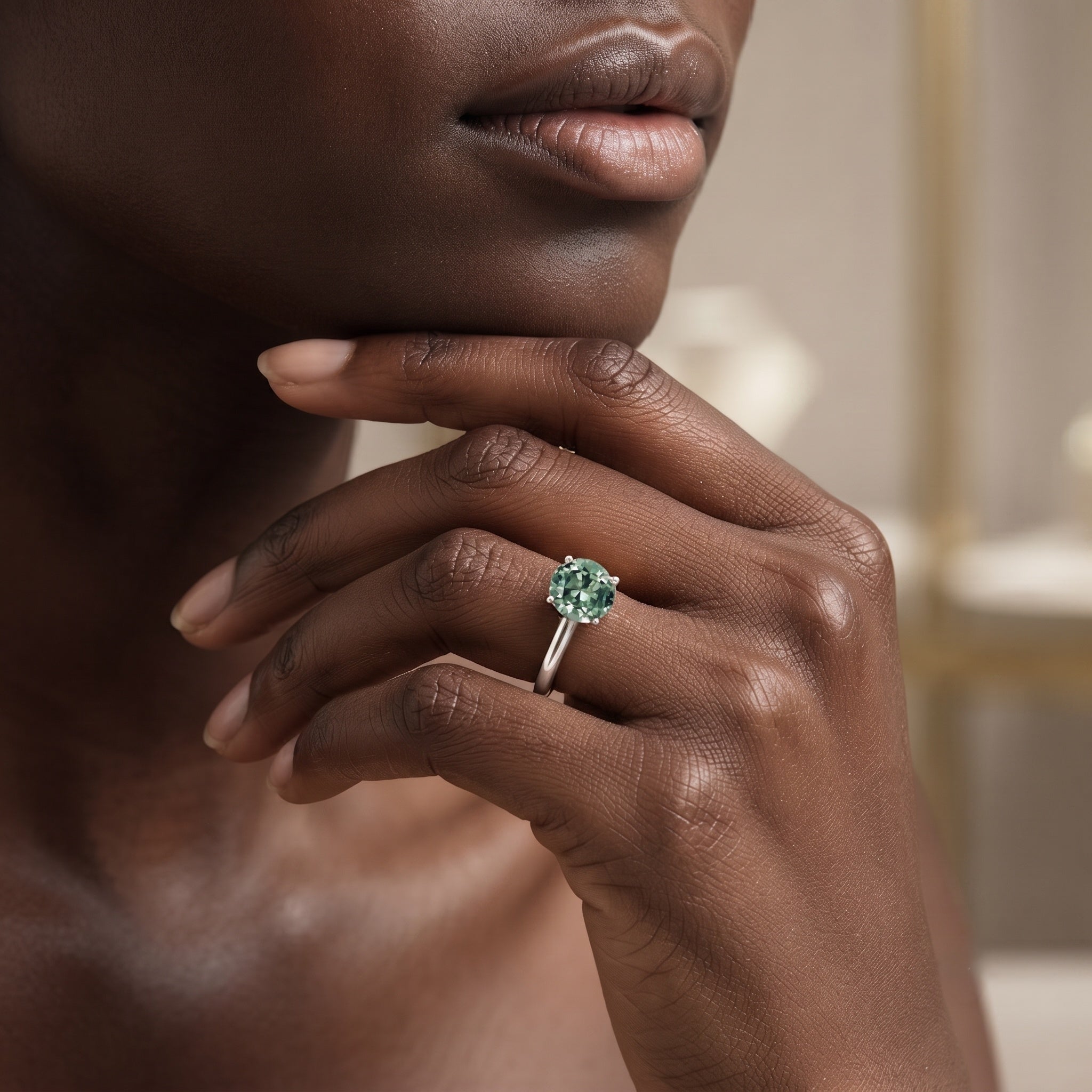 3 Carat Lab Grown Green Diamond Engagement Ring with IGI Certificate Vivid Green - VS1 - Rosec Jewels