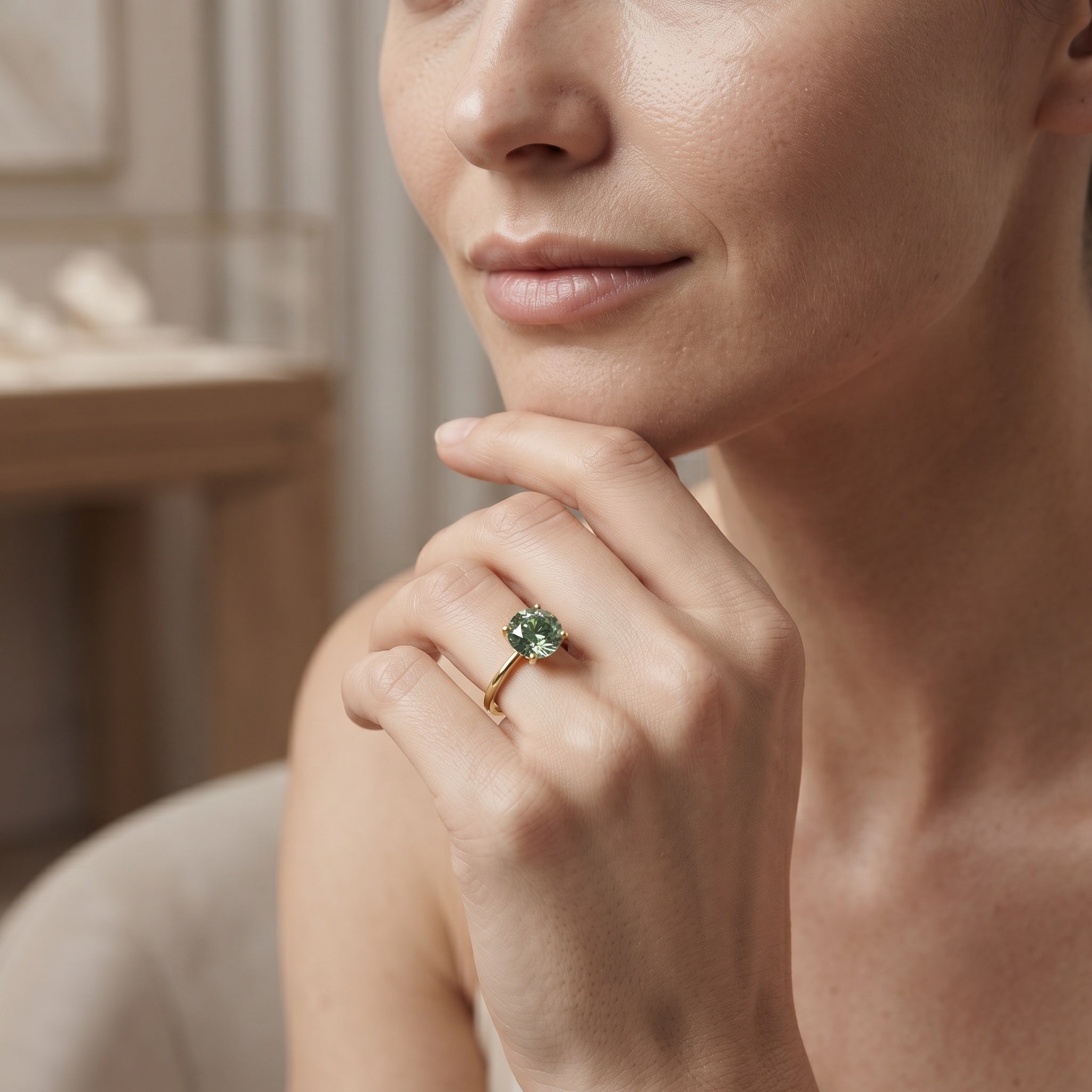 3 Carat Lab Grown Green Diamond Engagement Ring with IGI Certificate Vivid Green - VS1 - Rosec Jewels