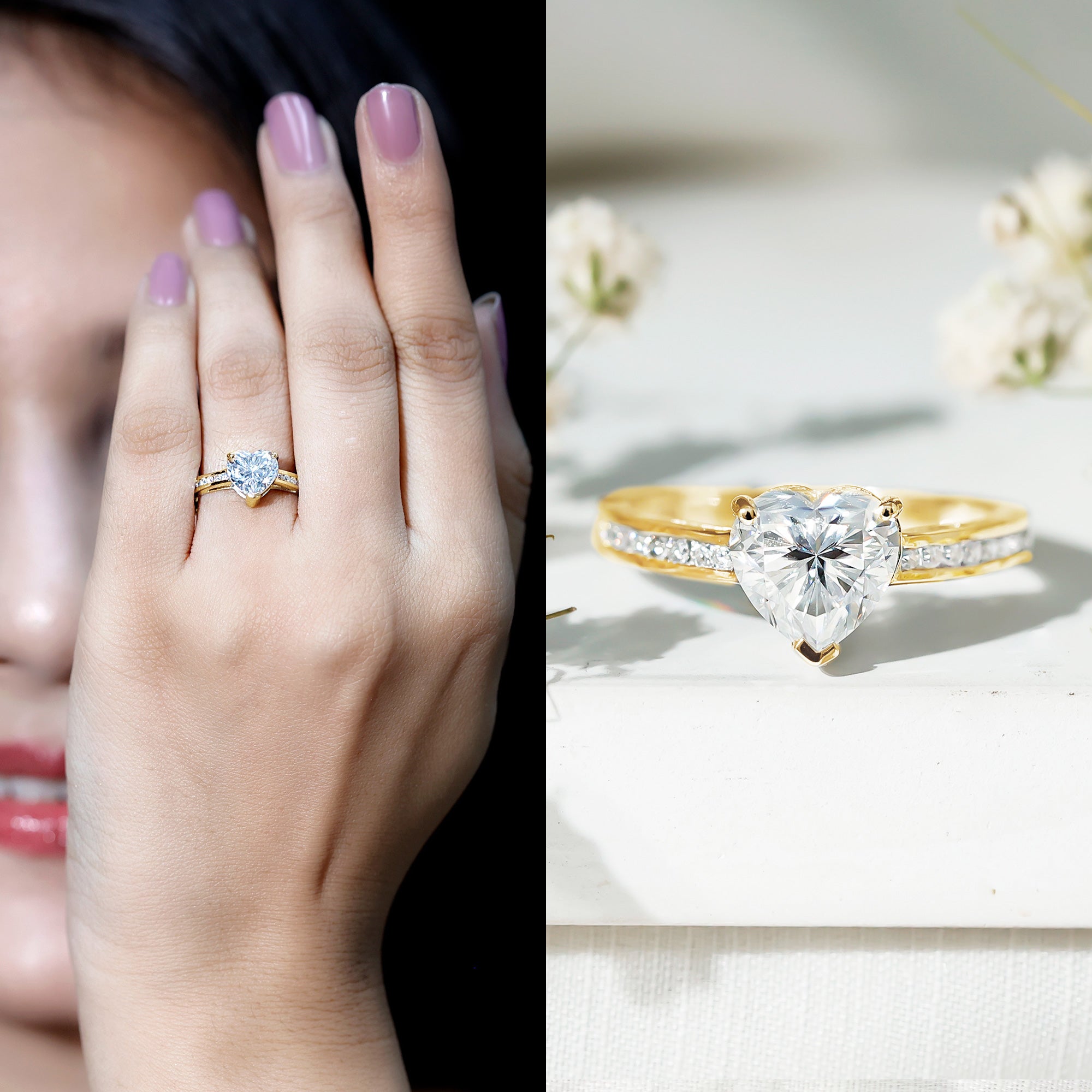 IGI Certified 2 Carat Lab Grown Diamond Heart Engagement Ring for Women Lab - ( E-VS1 ) - Rosec Jewels