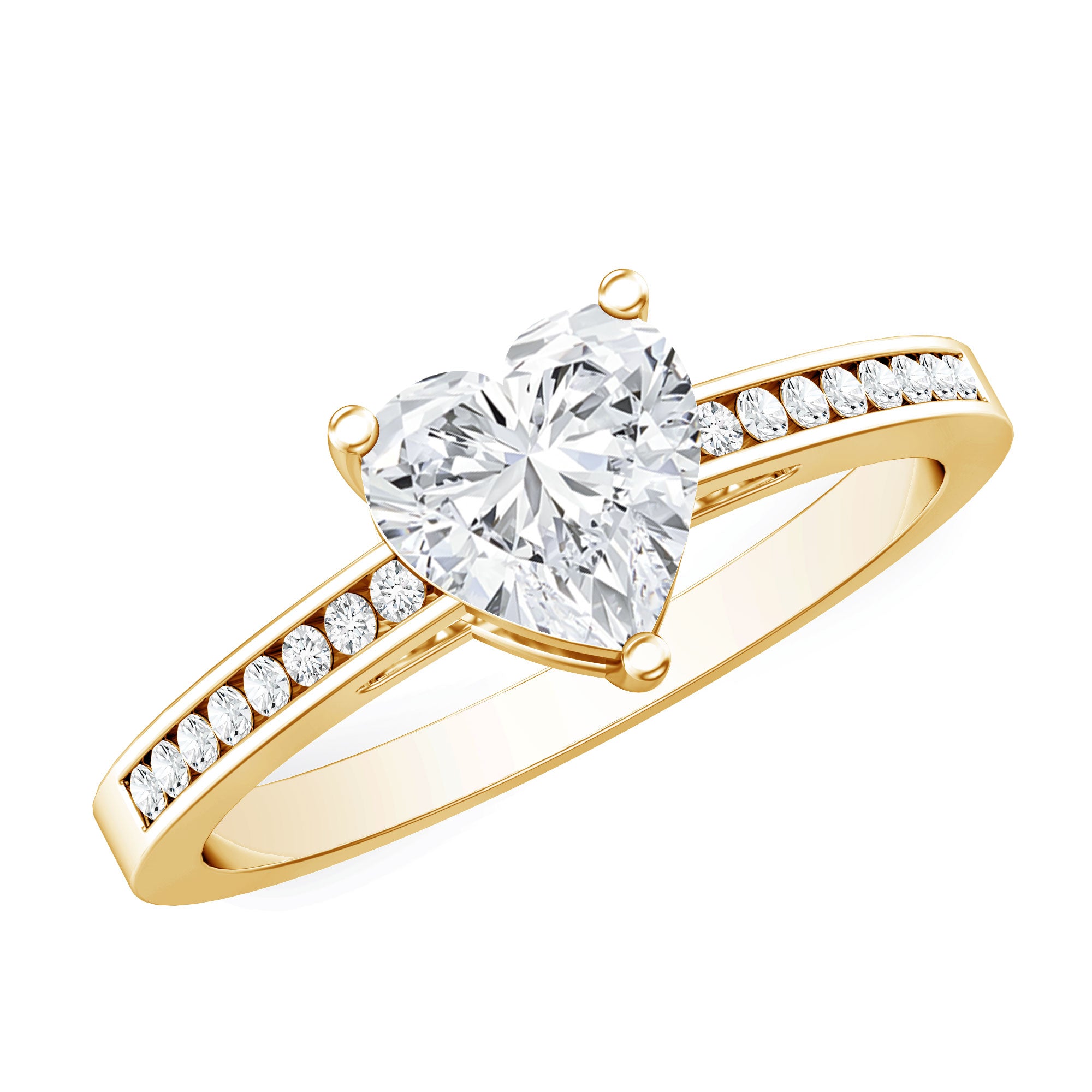 IGI Certified 1 Carat Heart Shaped Lab Grown Diamond Engagement Ring with Side Stones Lab - ( E-VS1 ) - Rosec Jewels