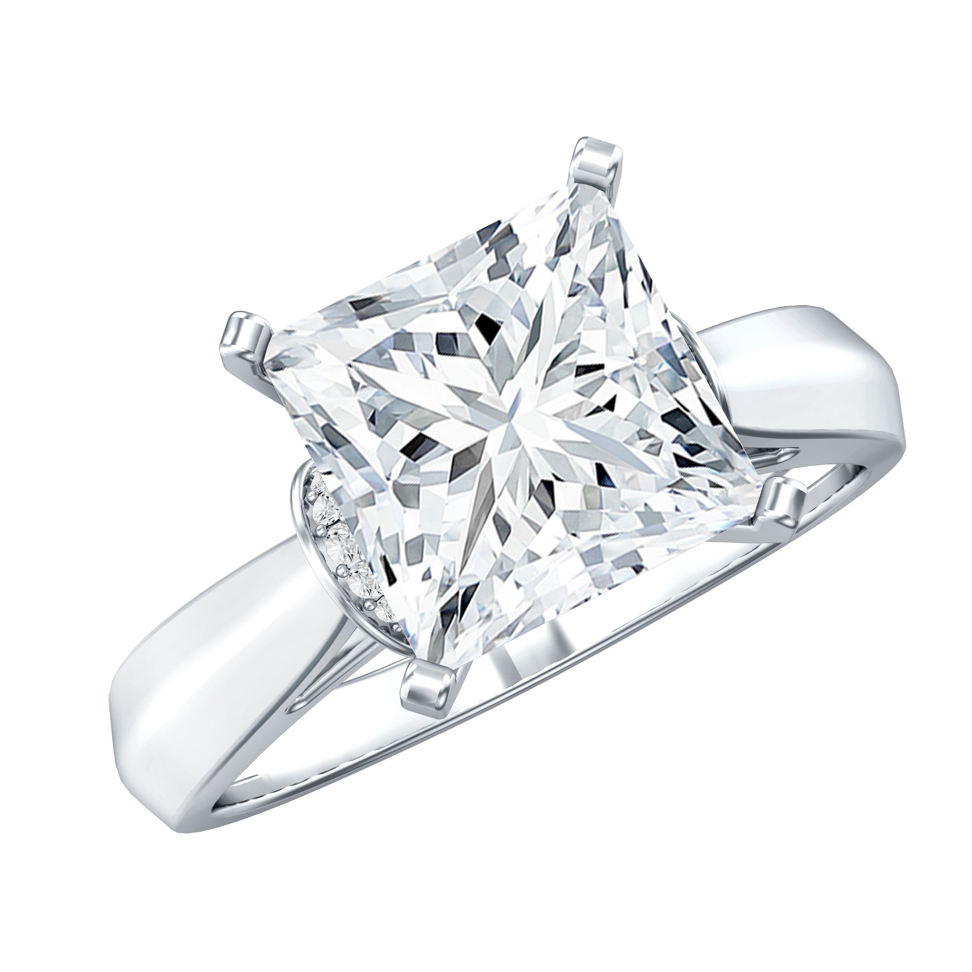 Lab Grown 4 Carat Diamond Princess Cut Engagement Ring with IGI Certificate