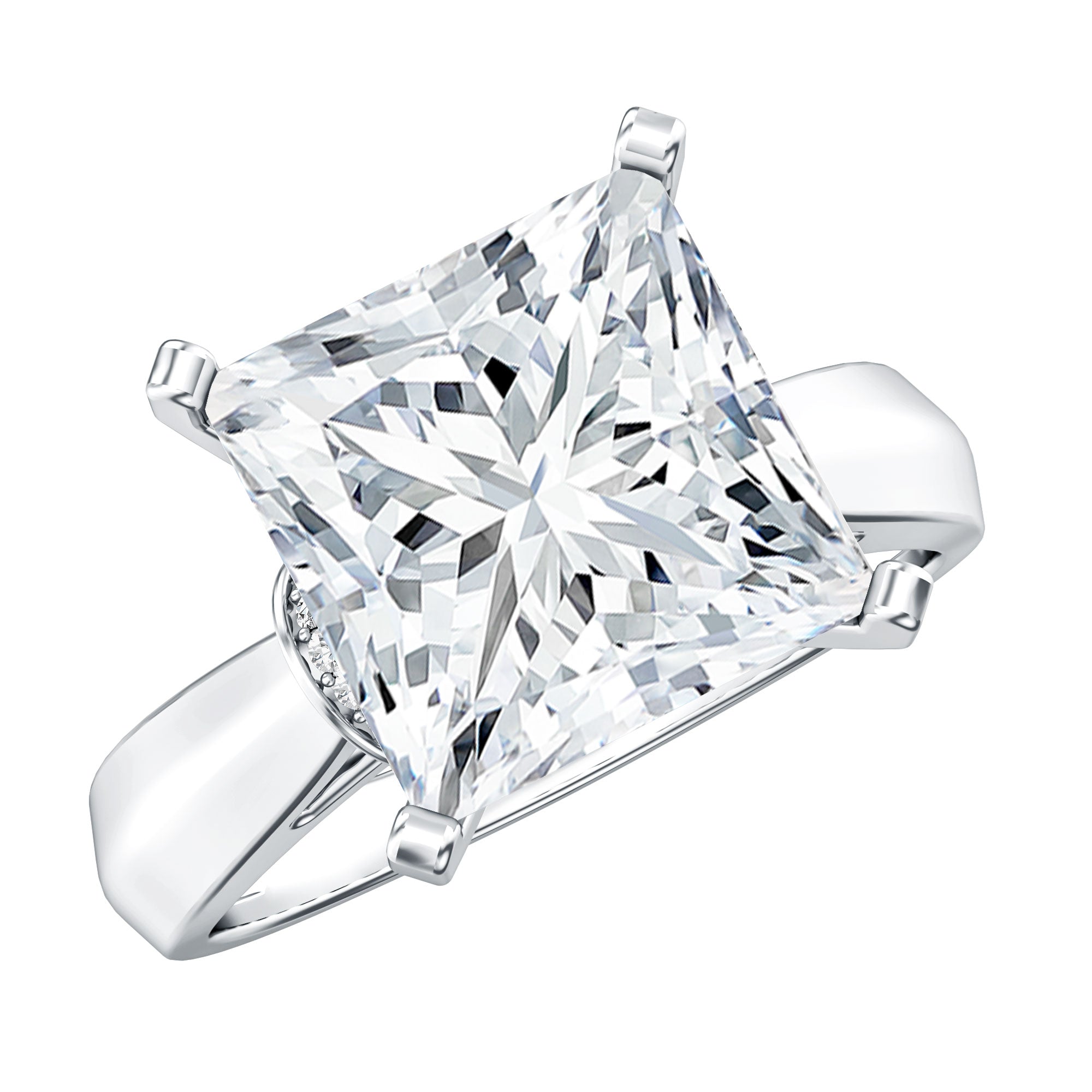 Huge 5 Carat Princess Cut Engagement Ring with IGI Certified Solitaire Lab Grown Diamond Lab - ( E-VS1 ) - Rosec Jewels