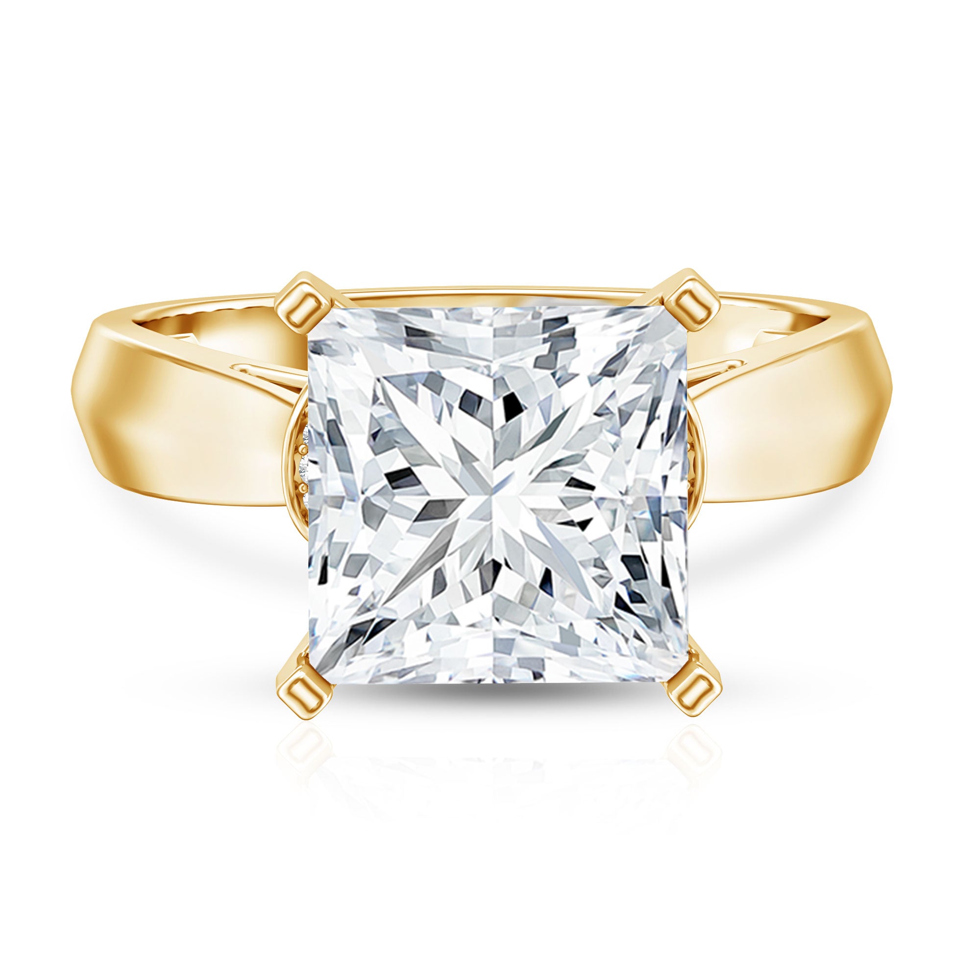 Huge 5 Carat Princess Cut Engagement Ring with IGI Certified Solitaire Lab Grown Diamond Lab - ( E-VS1 ) - Rosec Jewels