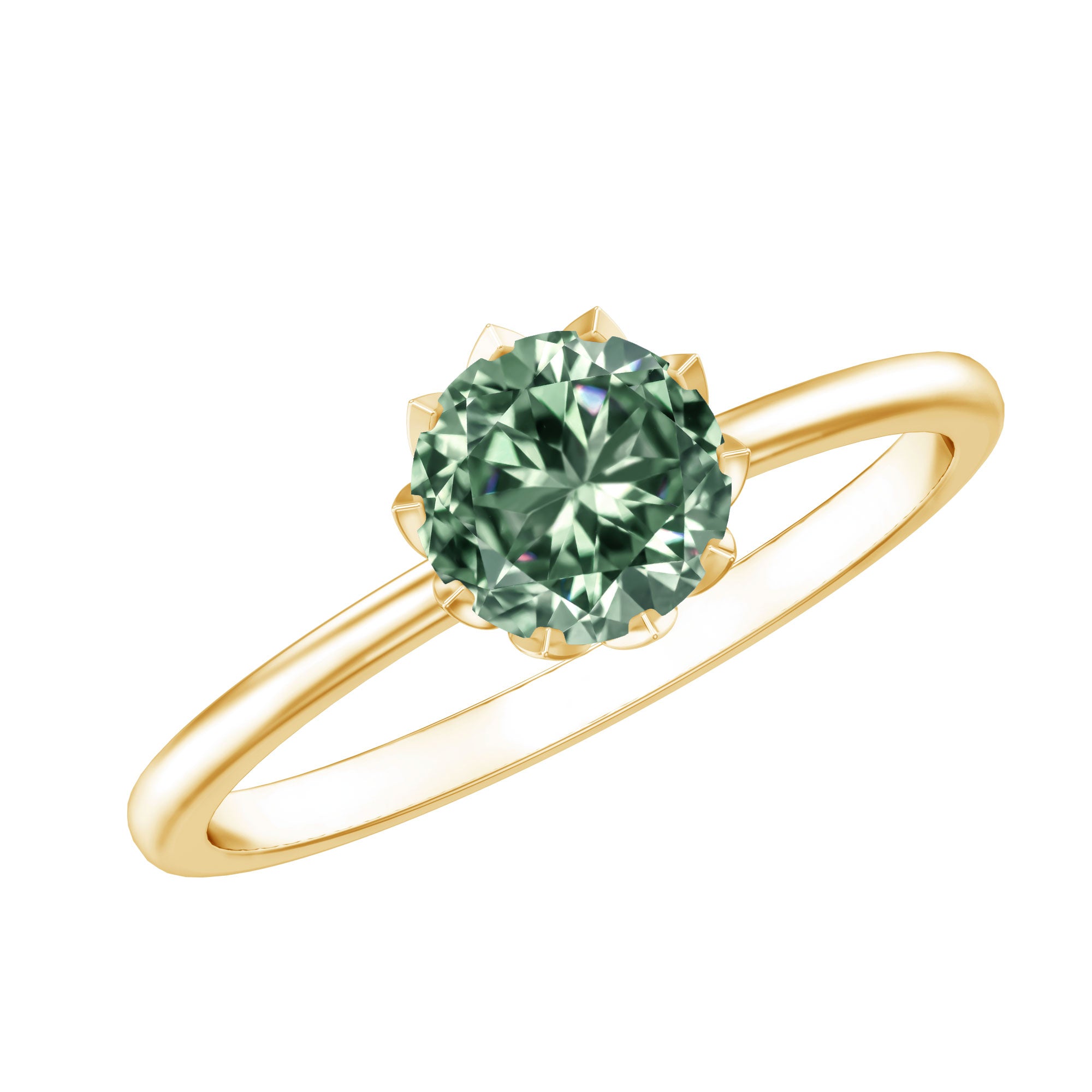 1 Carat Lab Grown Green Diamond Lotus Basket Engagement Ring with IGI Certificate Vivid Green - VS1 - Rosec Jewels