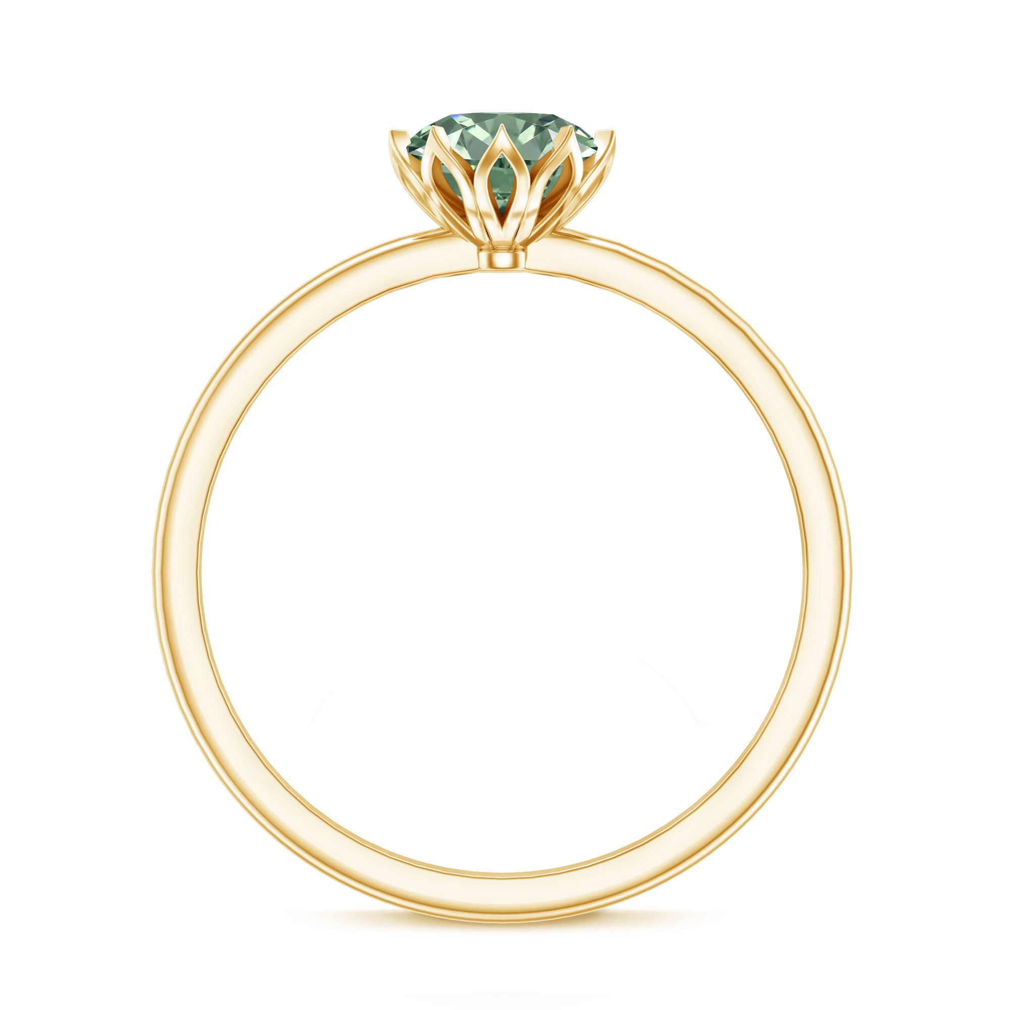 1 Carat Lab Grown Green Diamond Lotus Basket Engagement Ring with IGI Certificate Vivid Green - VS1 - Rosec Jewels