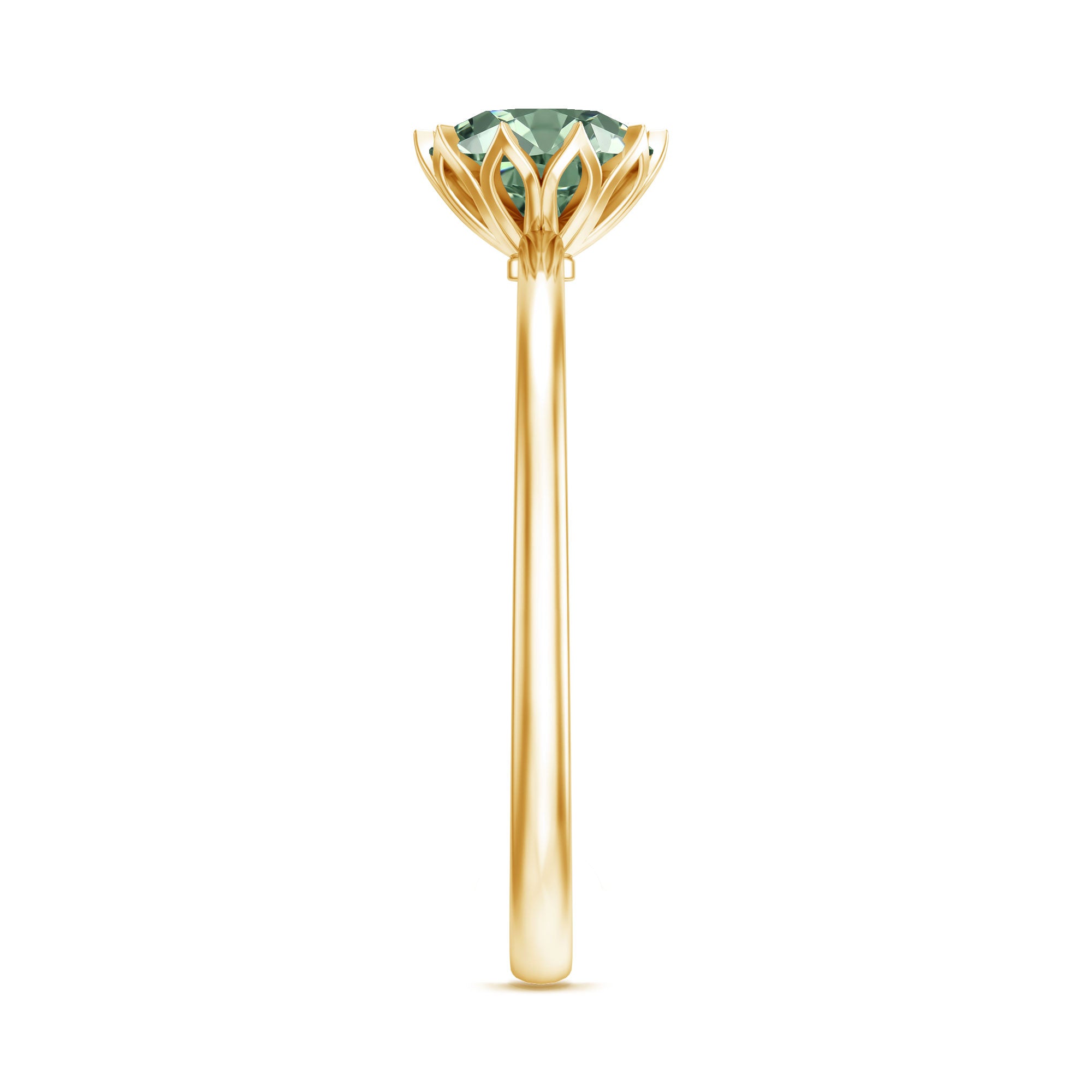 1 Carat Lab Grown Green Diamond Lotus Basket Engagement Ring with IGI Certificate Vivid Green - VS1 - Rosec Jewels