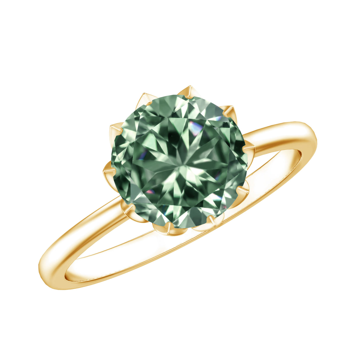 Lotus Basket Set 2 Carat Lab Grown Green Diamond Engagement Ring IGI Certified Vivid Green - VS1 - Rosec Jewels