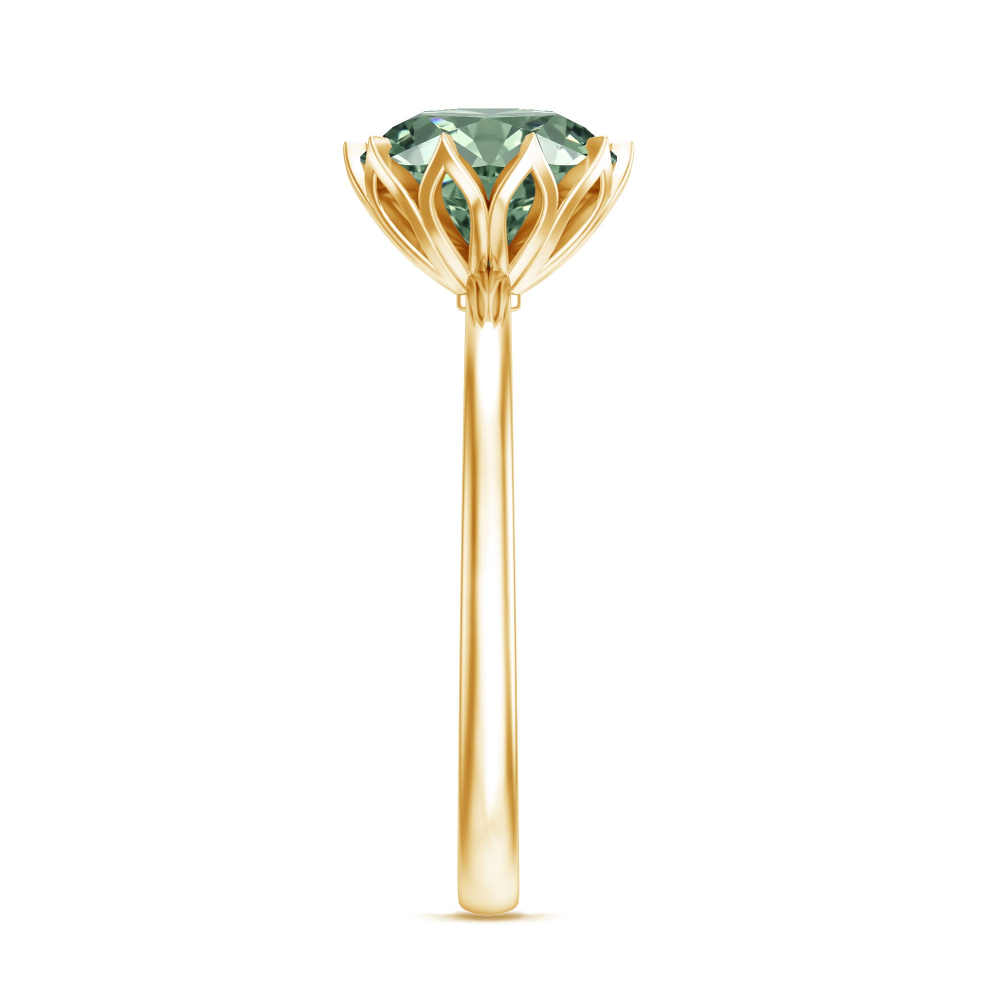 Lotus Basket Set 2 Carat Lab Grown Green Diamond Engagement Ring IGI Certified Vivid Green - VS1 - Rosec Jewels