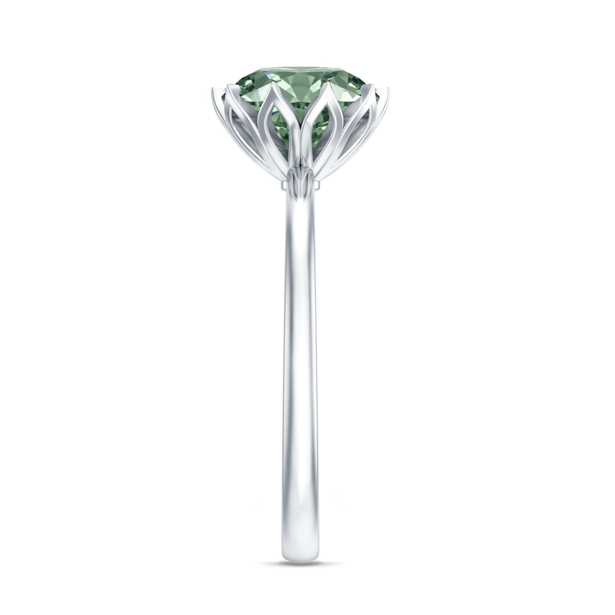 IGI Certified 3 Carat Lab Grown Green Diamond Solitaire Engagement Ring in Lotus Basket Setting Vivid Green - VS1 - Rosec Jewels