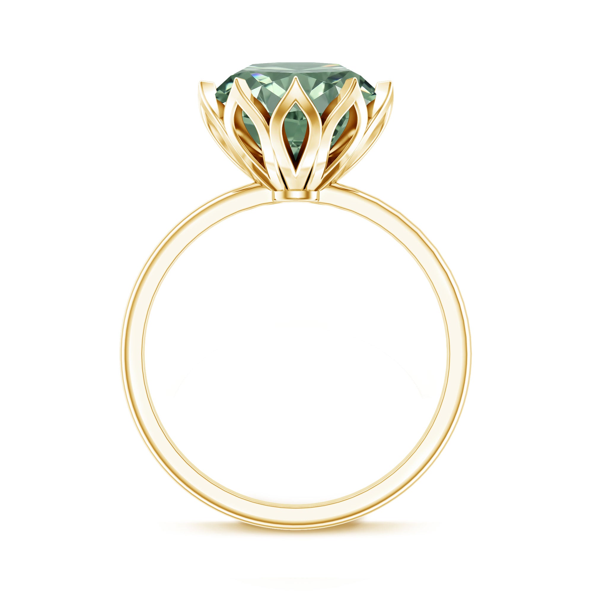 Rosec Jewels-Lotus Basket Set 4 Carat Lab Grown Green Diamond Solitaire Engagement Ring IGI Certified