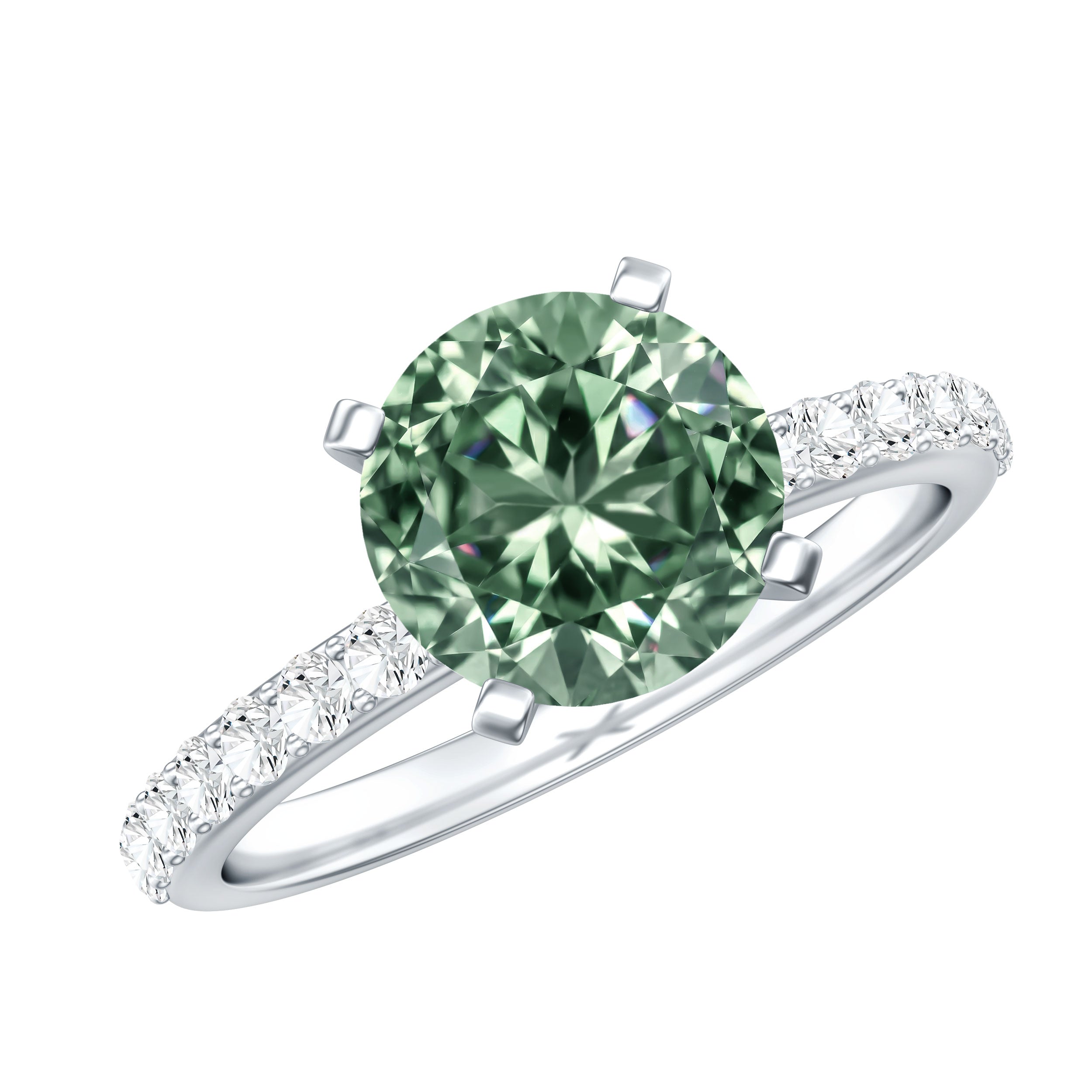 Round 2 Carat Lab Grown Green Diamond Engagement Ring with IGI Certificate Vivid Green - VS1 - Rosec Jewels