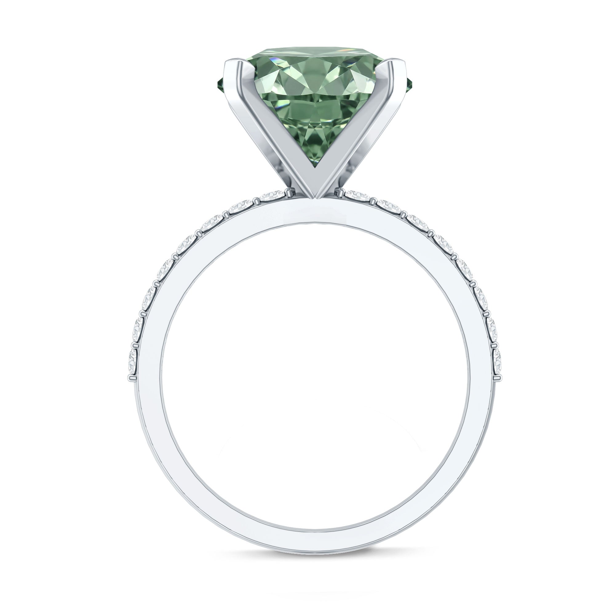 IGI Certified Solitaire 5 Carat Lab Grown Green Diamond Engagement Ring with Side Stones Vivid Green - VS1 - Rosec Jewels