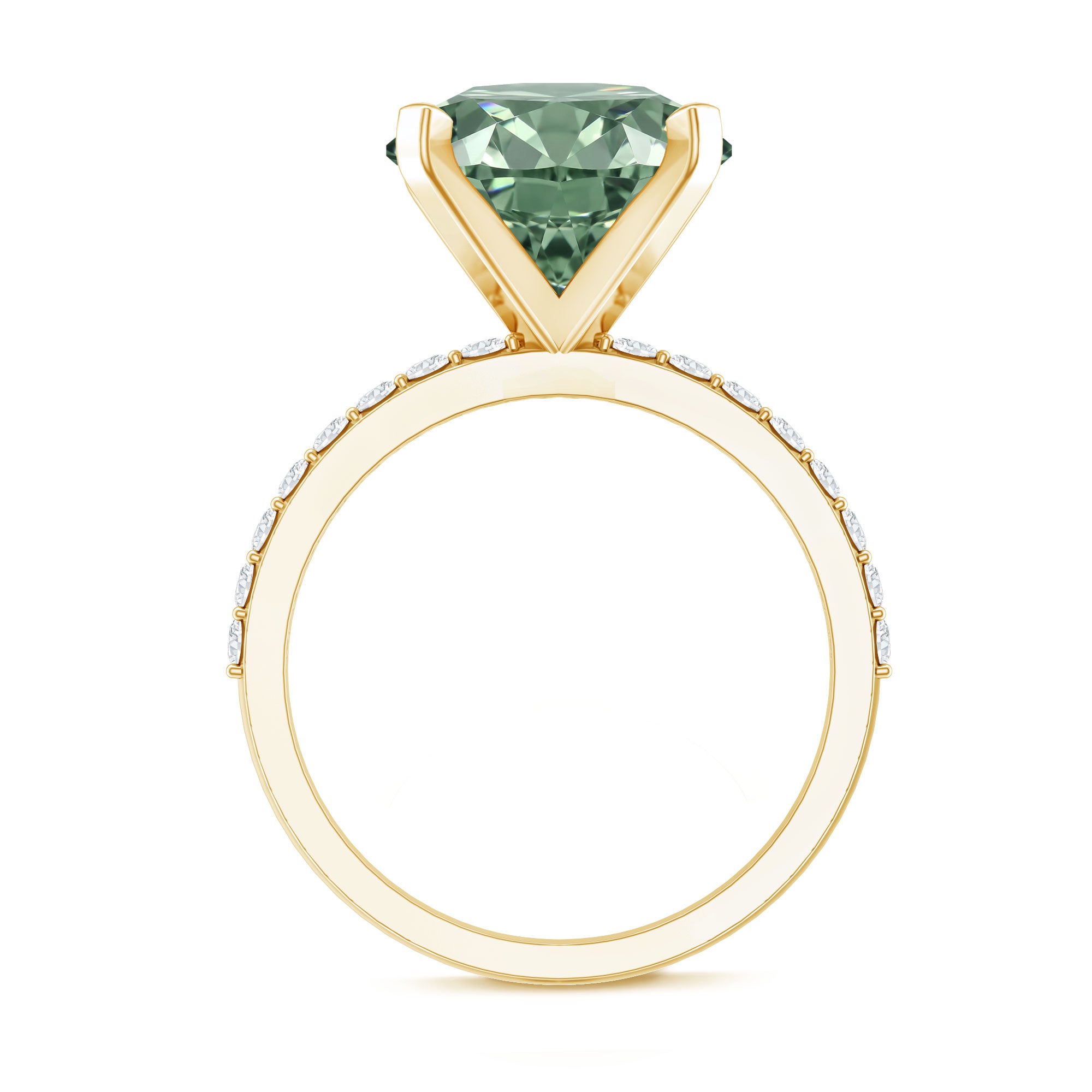 IGI Certified Solitaire 5 Carat Lab Grown Green Diamond Engagement Ring with Side Stones Vivid Green - VS1 - Rosec Jewels