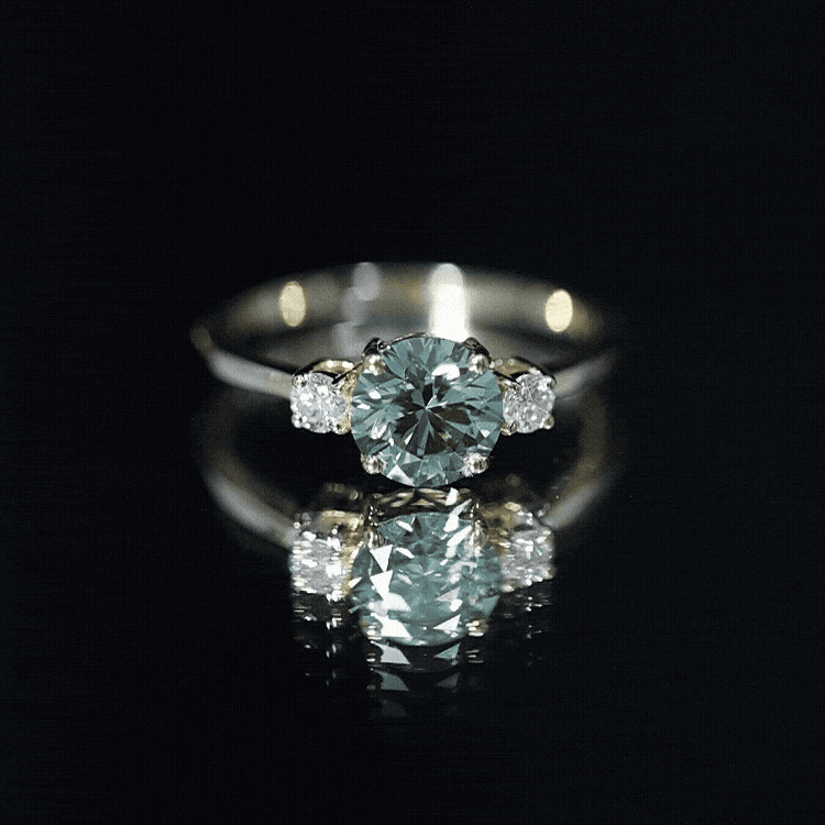 1 Carat IGI Certified Lab Grown Green Diamond Three Stone Engagement Ring Vivid Green - VS1 - Rosec Jewels
