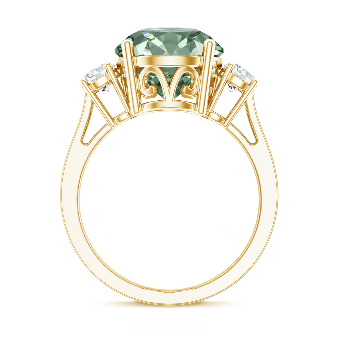 5 Carat Lab Grown Green Diamond Three Stone Engagement Ring with IGI Certificate Vivid Green - VS1 - Rosec Jewels