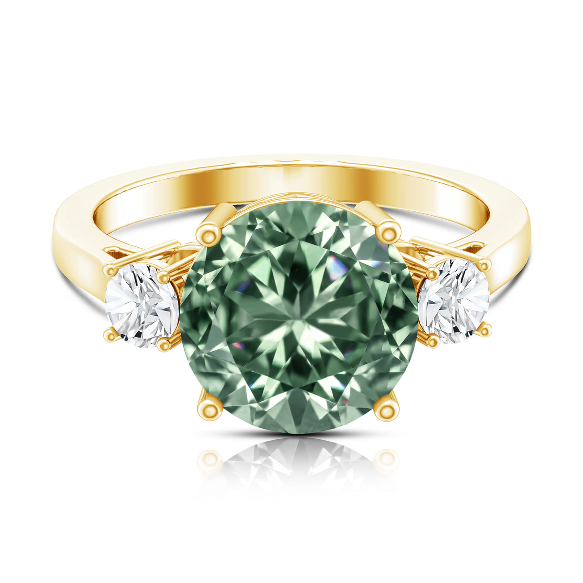 IGI Certified Lab Grown Green Diamond Triple Stone Engagement Ring 4 Carat Vivid Green - VS1 - Rosec Jewels