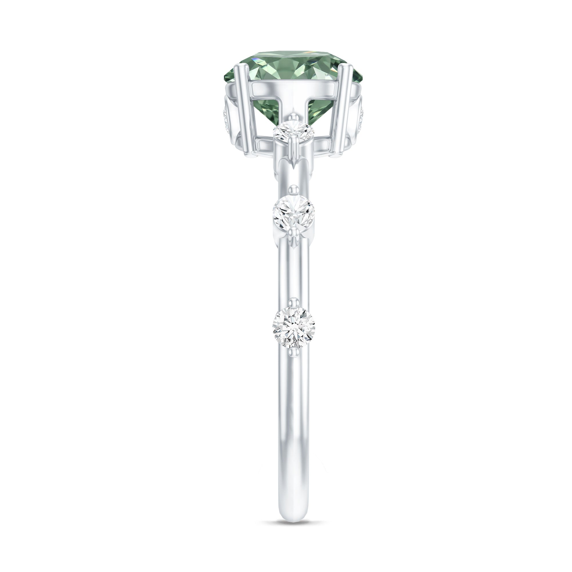 1 Carat Lab Grown Green Diamond Solitaire Engagement Ring IGI Certified Vivid Green - VS1 - Rosec Jewels