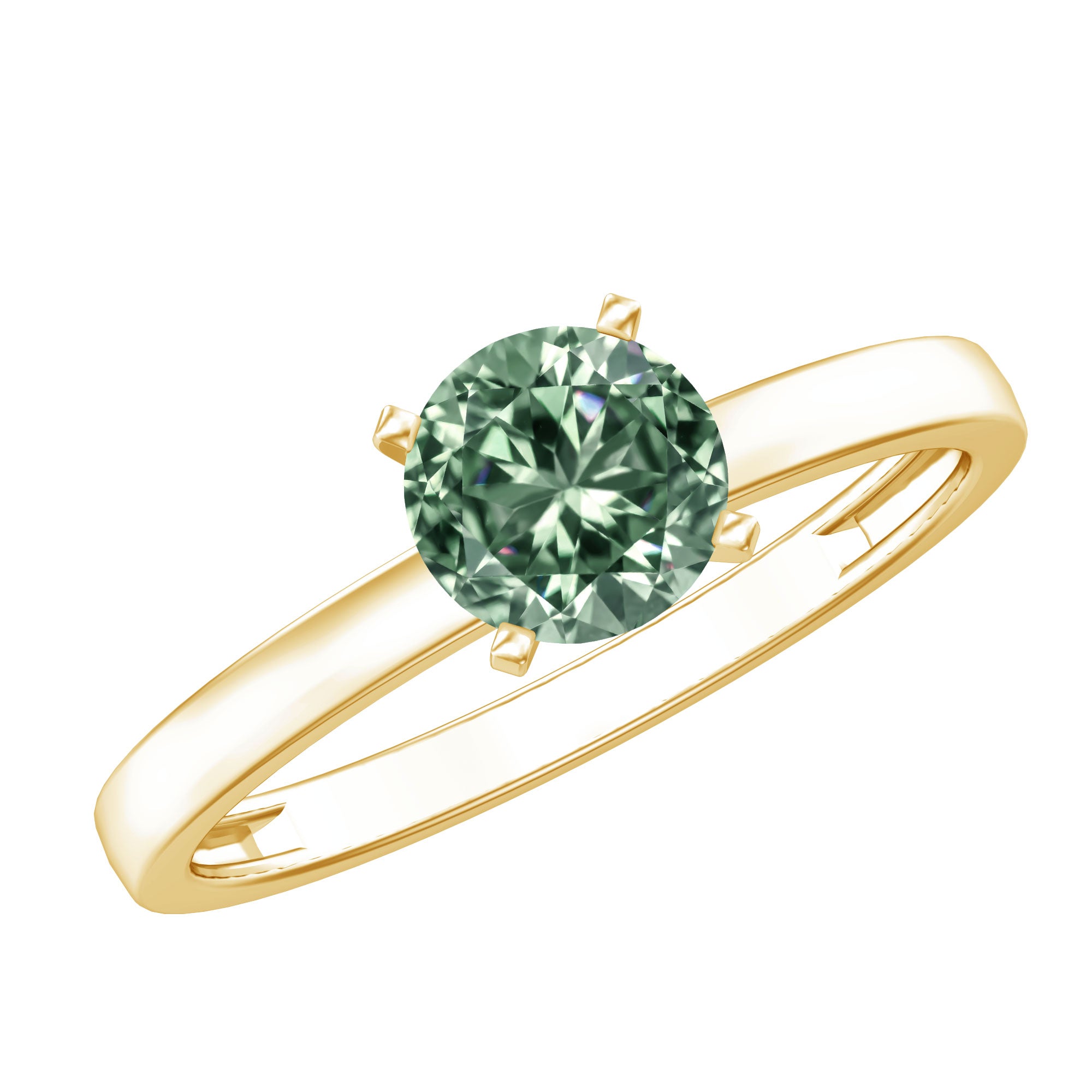 IGI Certified 1 Carat Lab Grown Green Diamond Ring Solitaire Vivid Green - VS1 - Rosec Jewels
