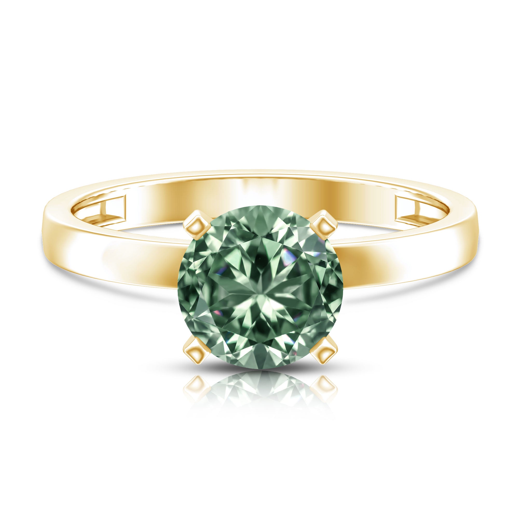 IGI Certified 2 Carat Lab Grown Green Diamond Solitaire Engagement Ring in Peg Head Setting Vivid Green - VS1 - Rosec Jewels