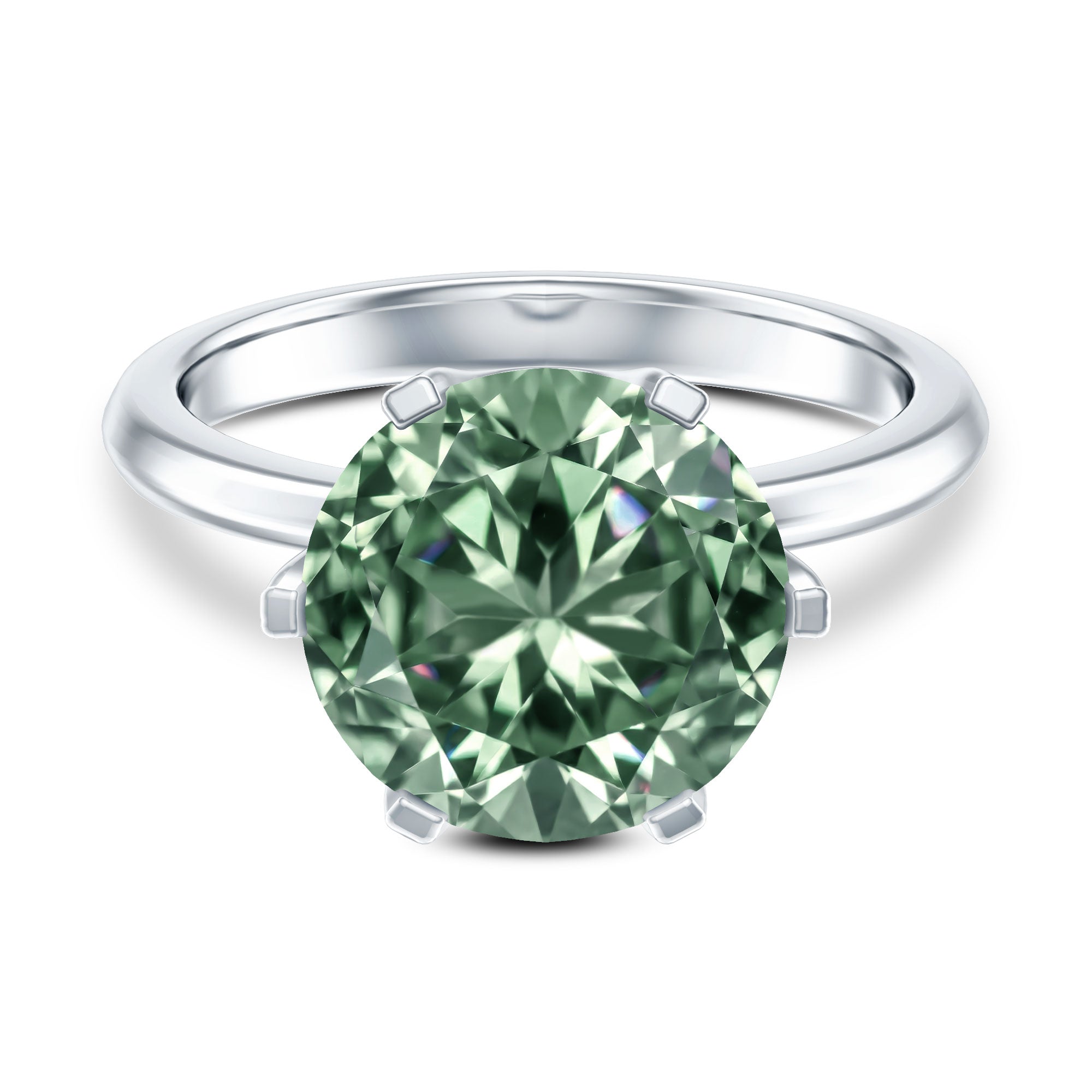 Large 5 Carat Lab Grown Green Diamond Engagement Ring with IGI Certificate Vivid Green - VS1 - Rosec Jewels