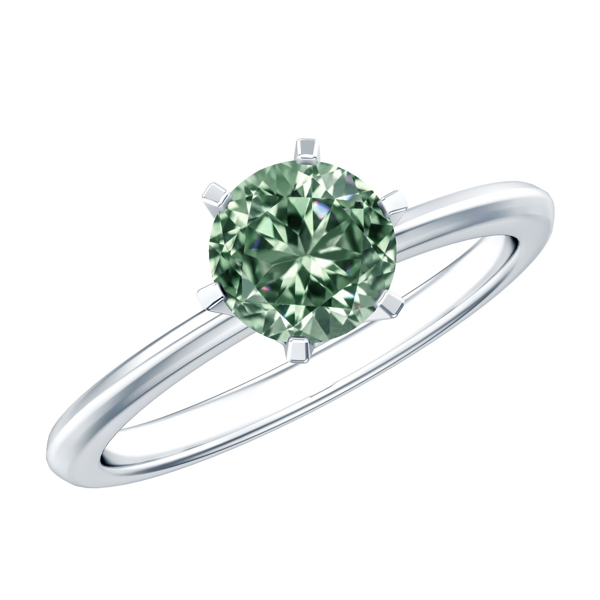 Lab Grown Green Diamond 1 Carat Solitaire Ring with IGI Certificate Vivid Green - VS1 - Rosec Jewels