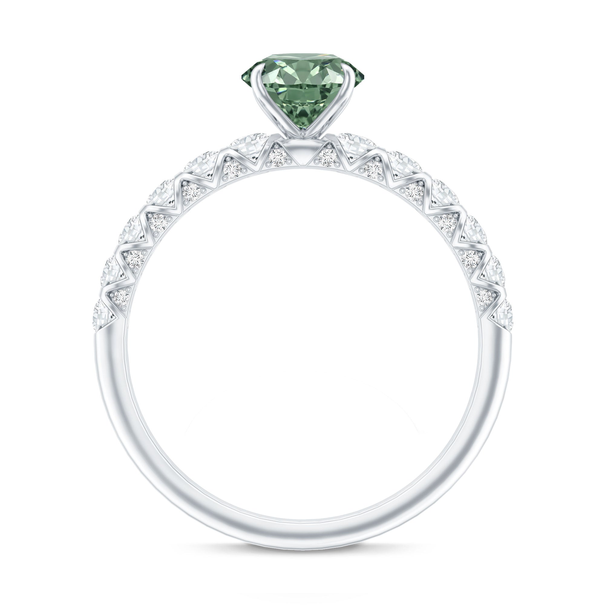 1 Carat Round Cut Lab Grown Green and White Diamond Engagement Ring IGI Certified Vivid Green - VS1 - Rosec Jewels