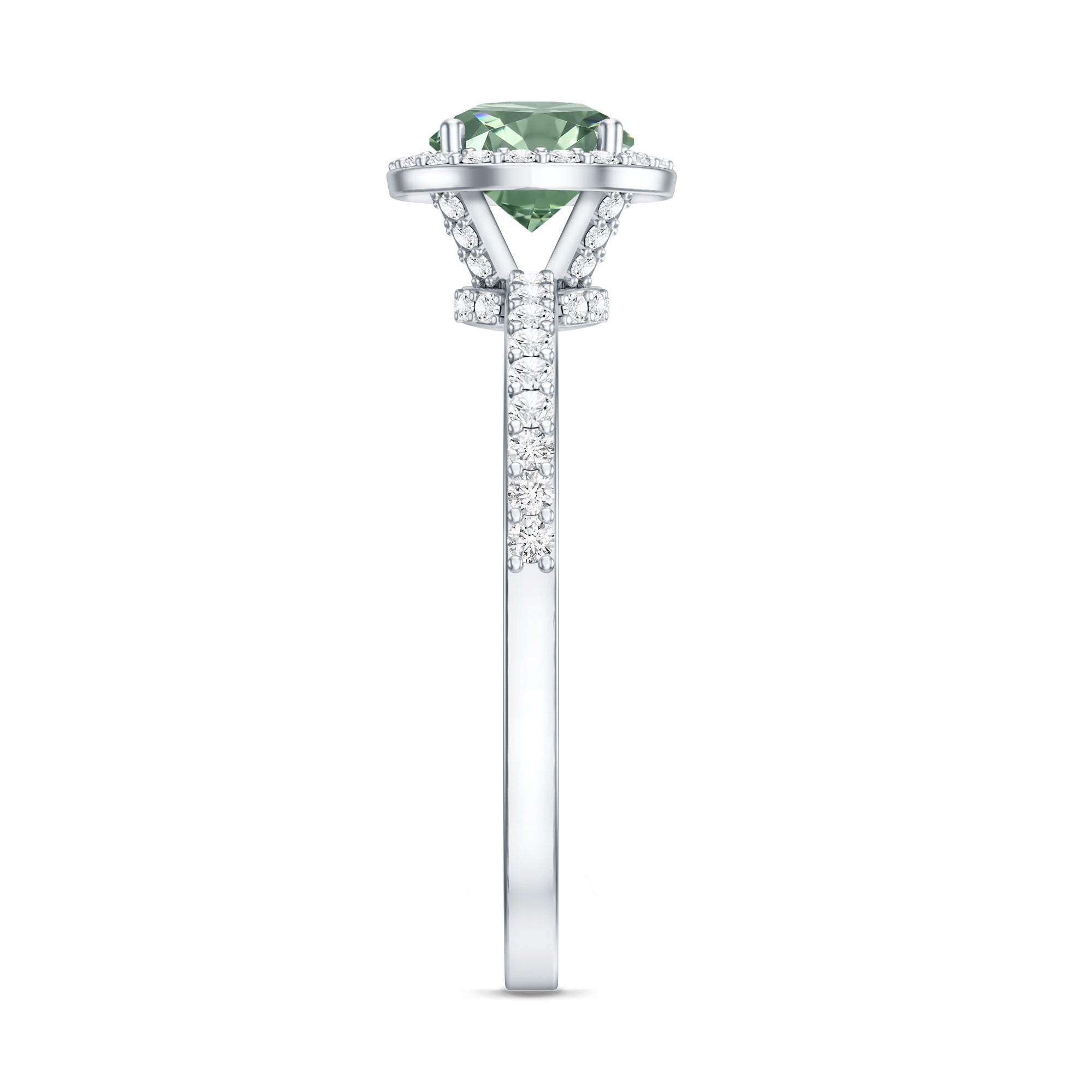 Lab Grown 1 Carat Green Diamond Halo Engagement Ring with IGI Certificate Vivid Green - VS1 - Rosec Jewels