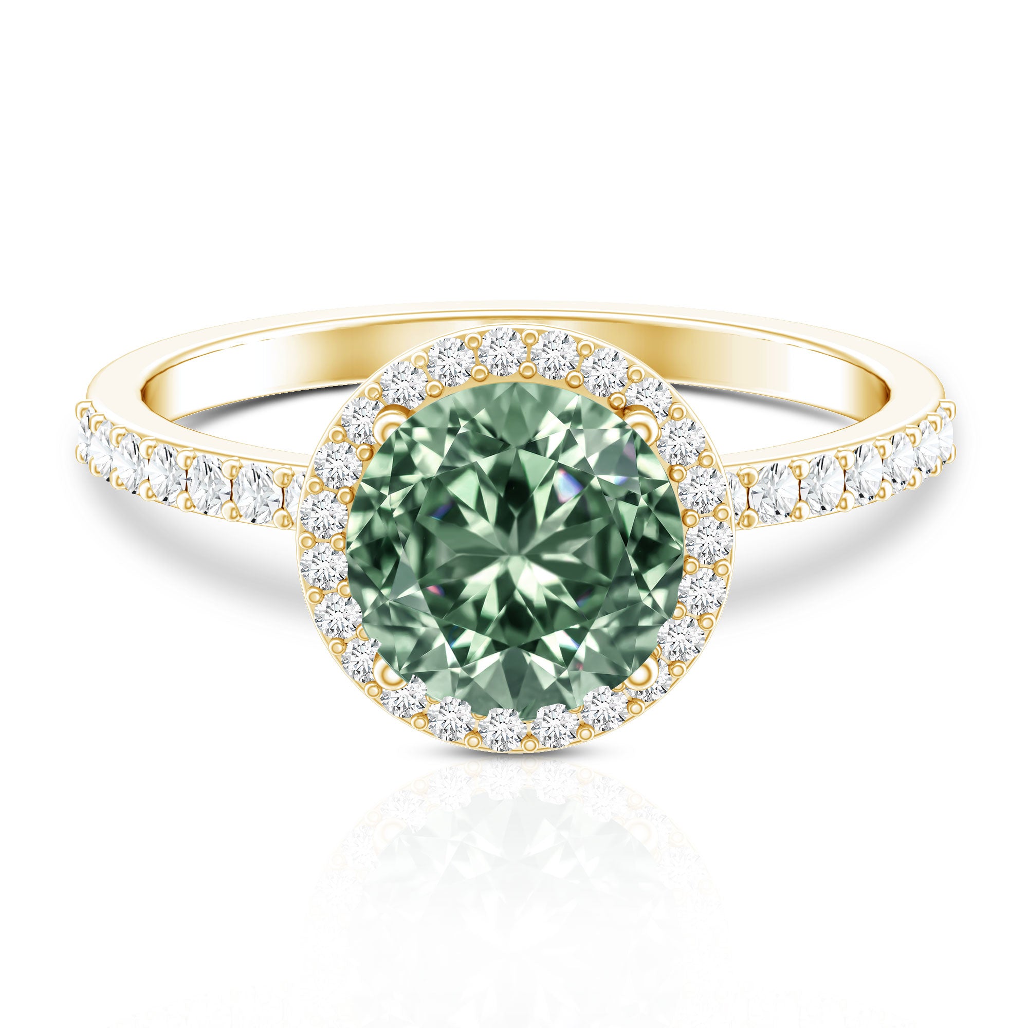 2 Carat IGI Certified Lab Grown Green Diamond Halo Engagement Ring for Women Vivid Green - VS1 - Rosec Jewels