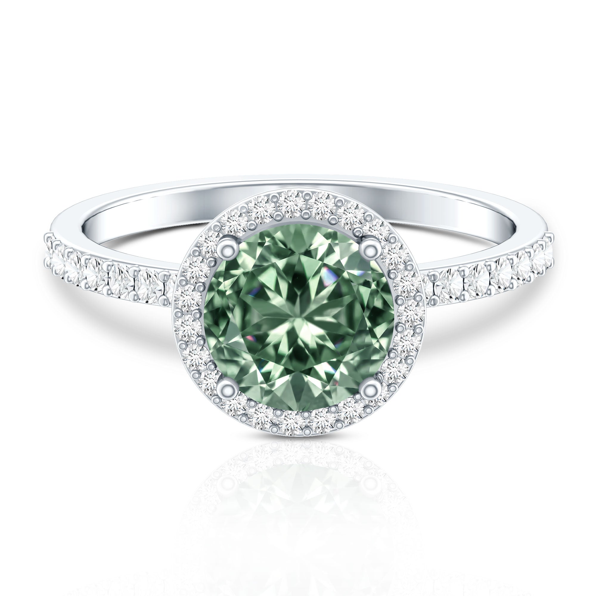 IGI Certified Lab 3 Carat Green Diamond Engagement Ring with Halo Vivid Green - VS1 - Rosec Jewels