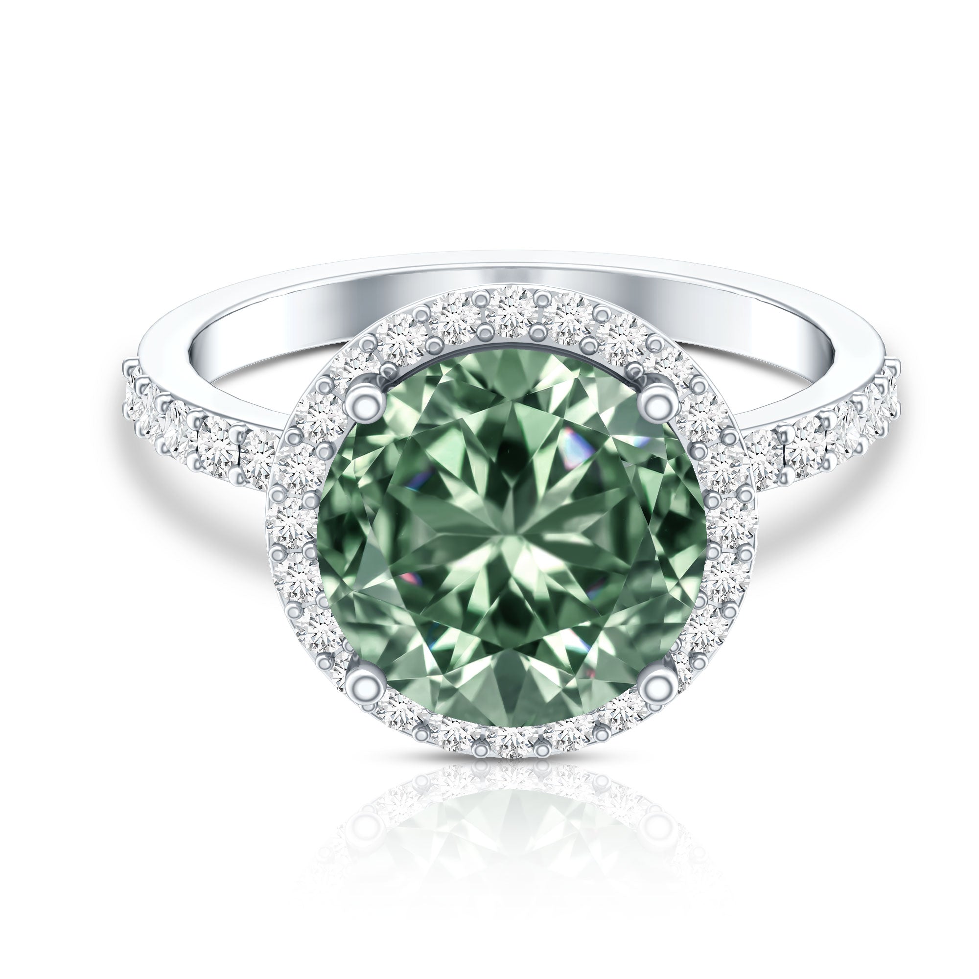 5 Carat Lab Grown Green and White Diamond Huge Engagement Ring with IGI Certificate Vivid Green - VS1 - Rosec Jewels