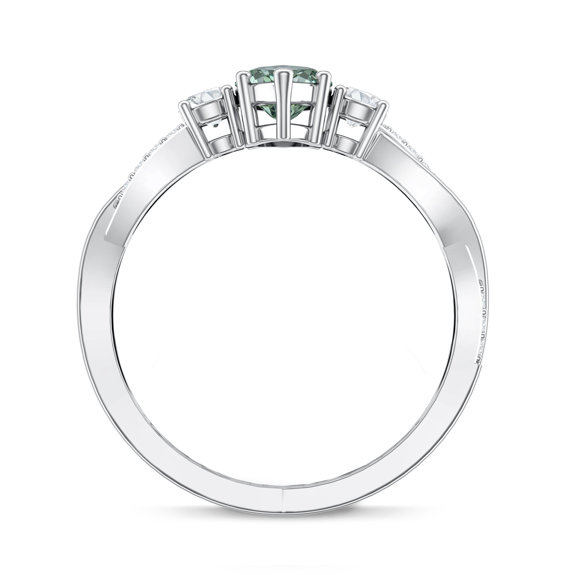 2 Carat Marquise Cut Lab Green Diamond Crossover Engagement Ring with IGI Certificate Vivid Green - VS1 - Rosec Jewels