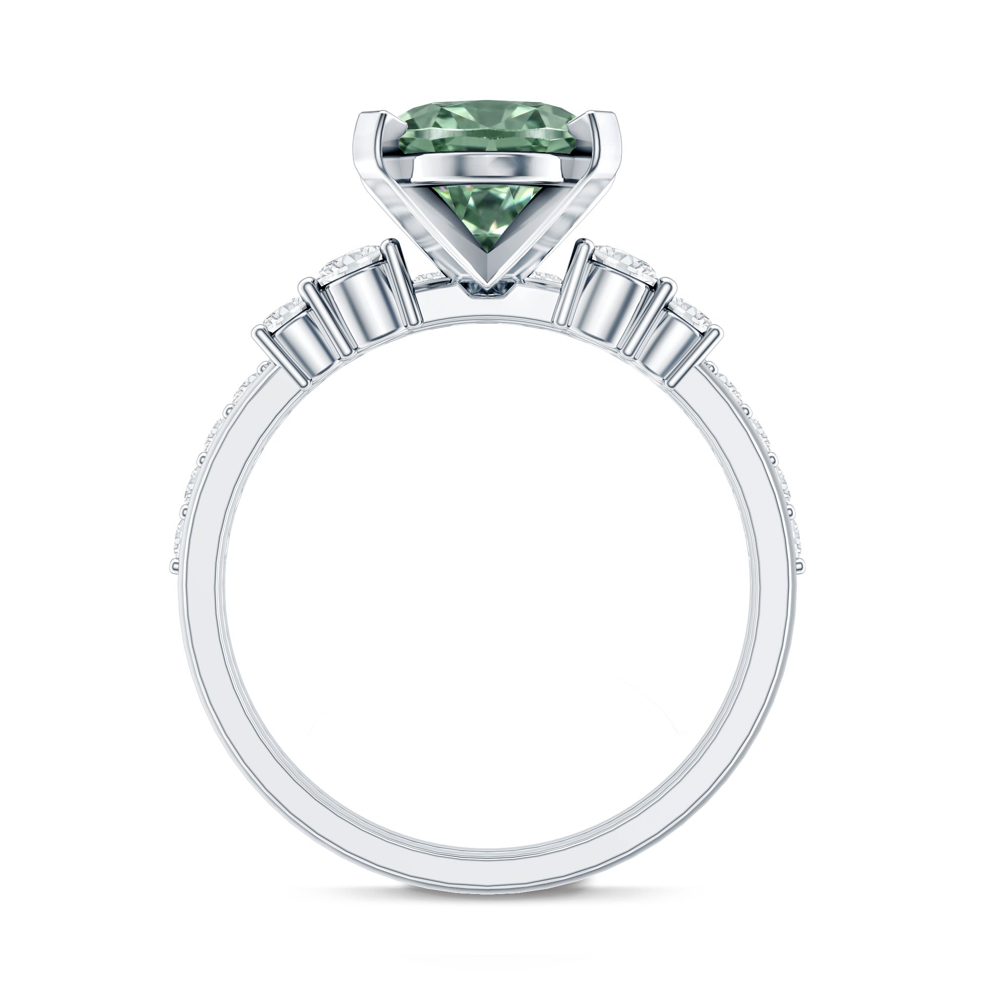 IGI Certified Oval Lab Grown Green Diamond Wedding Ring Set 4 Carat Vivid Green - VS1 - Rosec Jewels