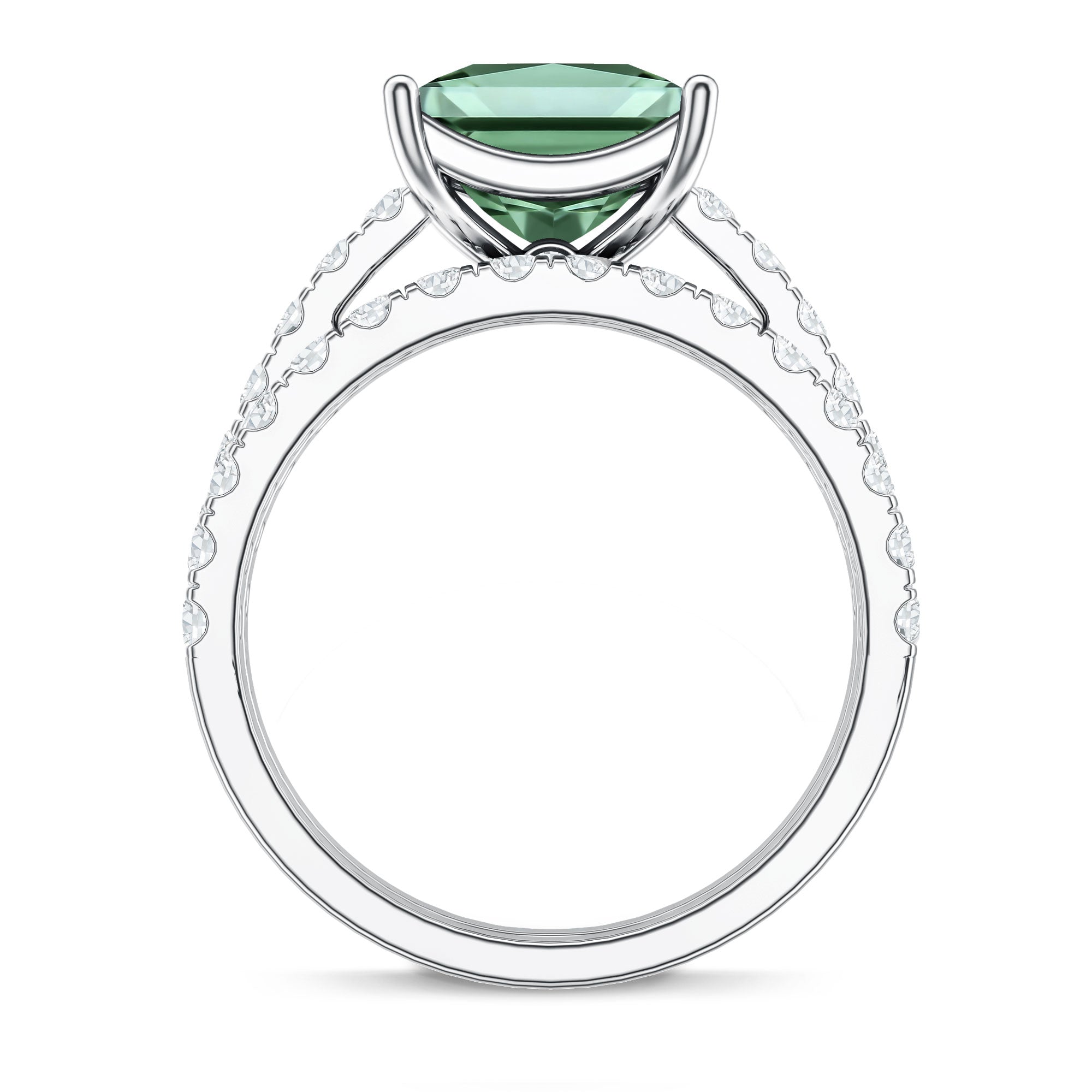 5 Carat Lab Grown Green and White Diamond Princess Cut Wedding Ring Set with IGI Certificate Vivid Green - VS1 - Rosec Jewels