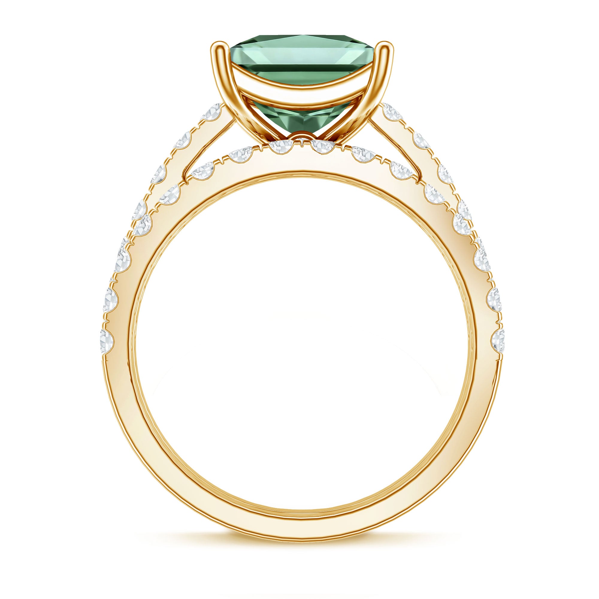 5 Carat Lab Grown Green and White Diamond Princess Cut Wedding Ring Set with IGI Certificate Vivid Green - VS1 - Rosec Jewels