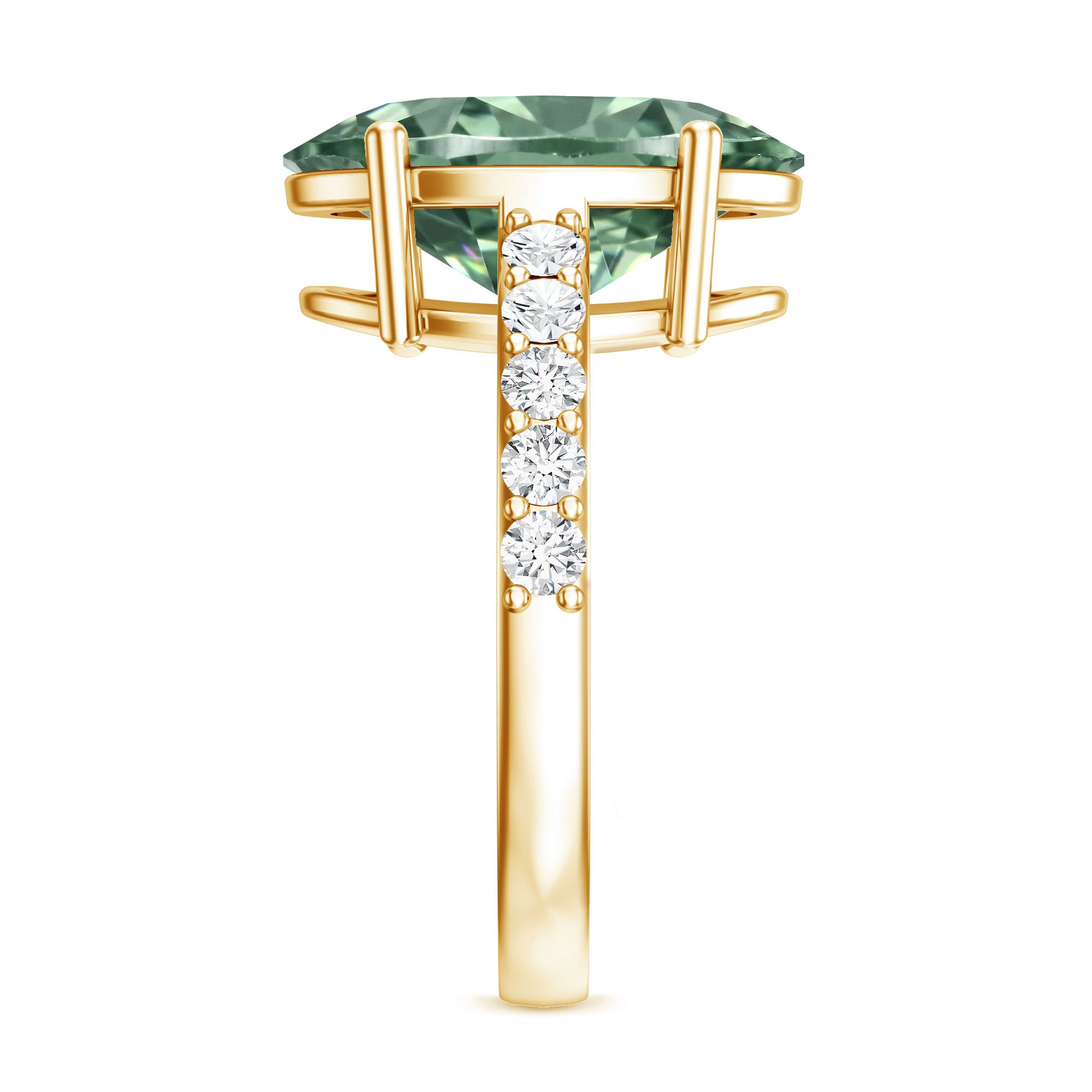 IGI Certified Lab Grown Green Diamond Oval Solitaire Engagement Ring 5 Carat Vivid Green - VS1 - Rosec Jewels