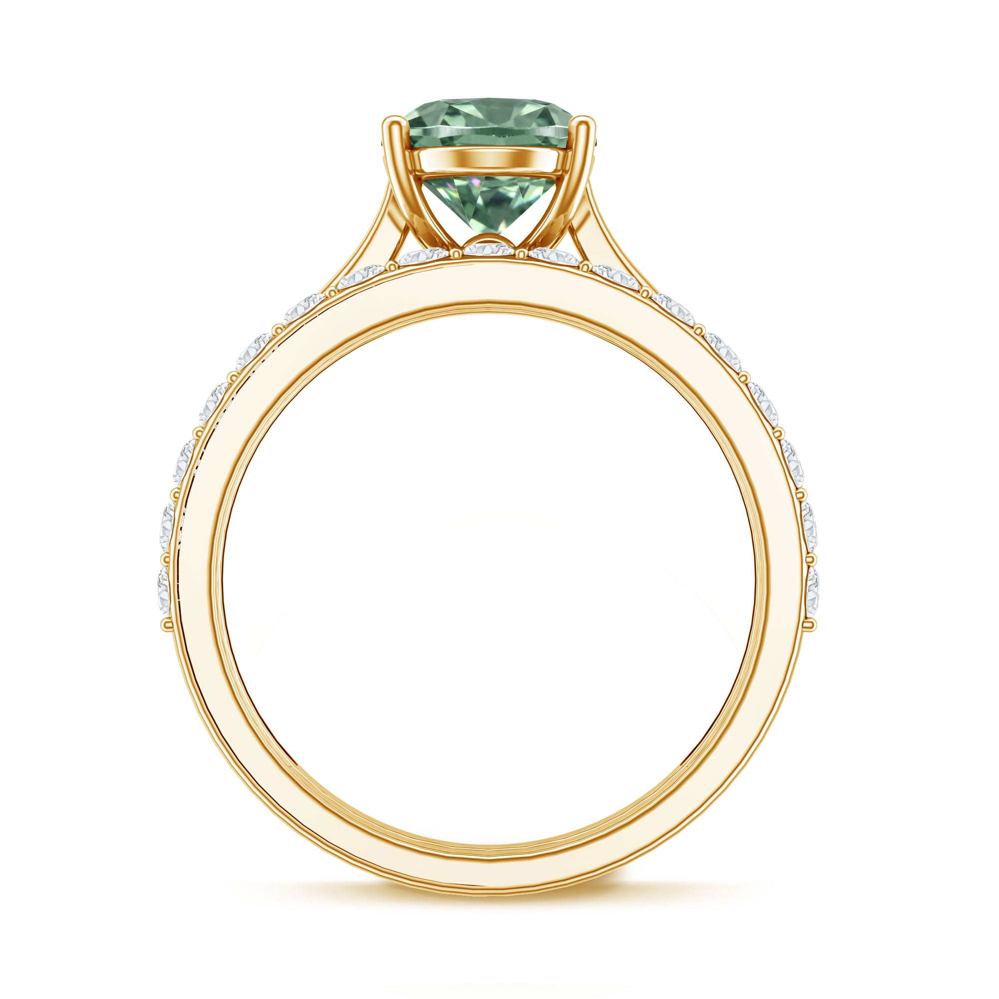 Solitaire 2 Carat Lab Green Diamond Oval Wedding Ring Set with IGI Certificate Vivid Green - VS1 - Rosec Jewels