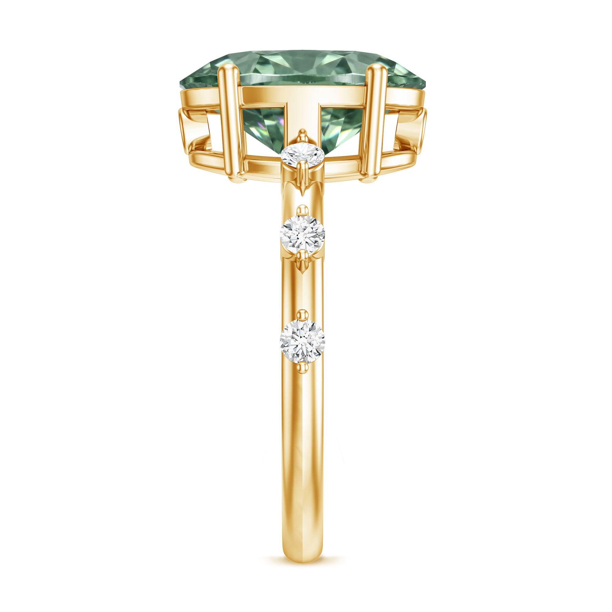 Lab Grown Green Diamond 3 Carat Oval Engagement Ring IGI Certified Vivid Green - VS1 - Rosec Jewels