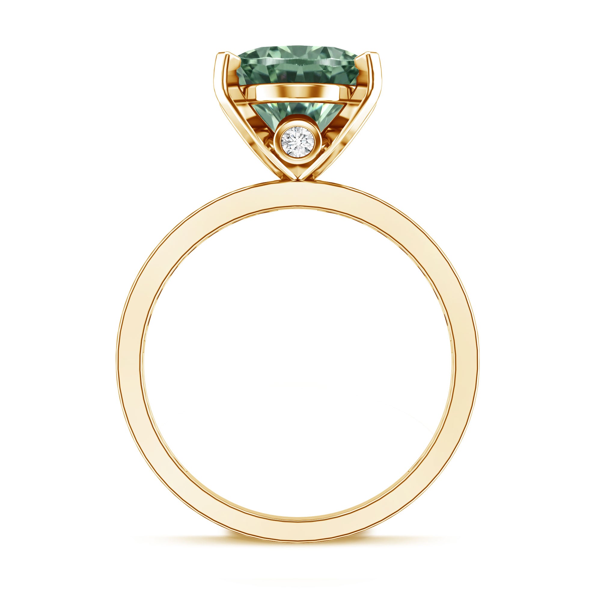 Elongated Oval Lab Grown Green Diamond 4 Carat Engagement Ring IGI Certified Vivid Green - VS1 - Rosec Jewels
