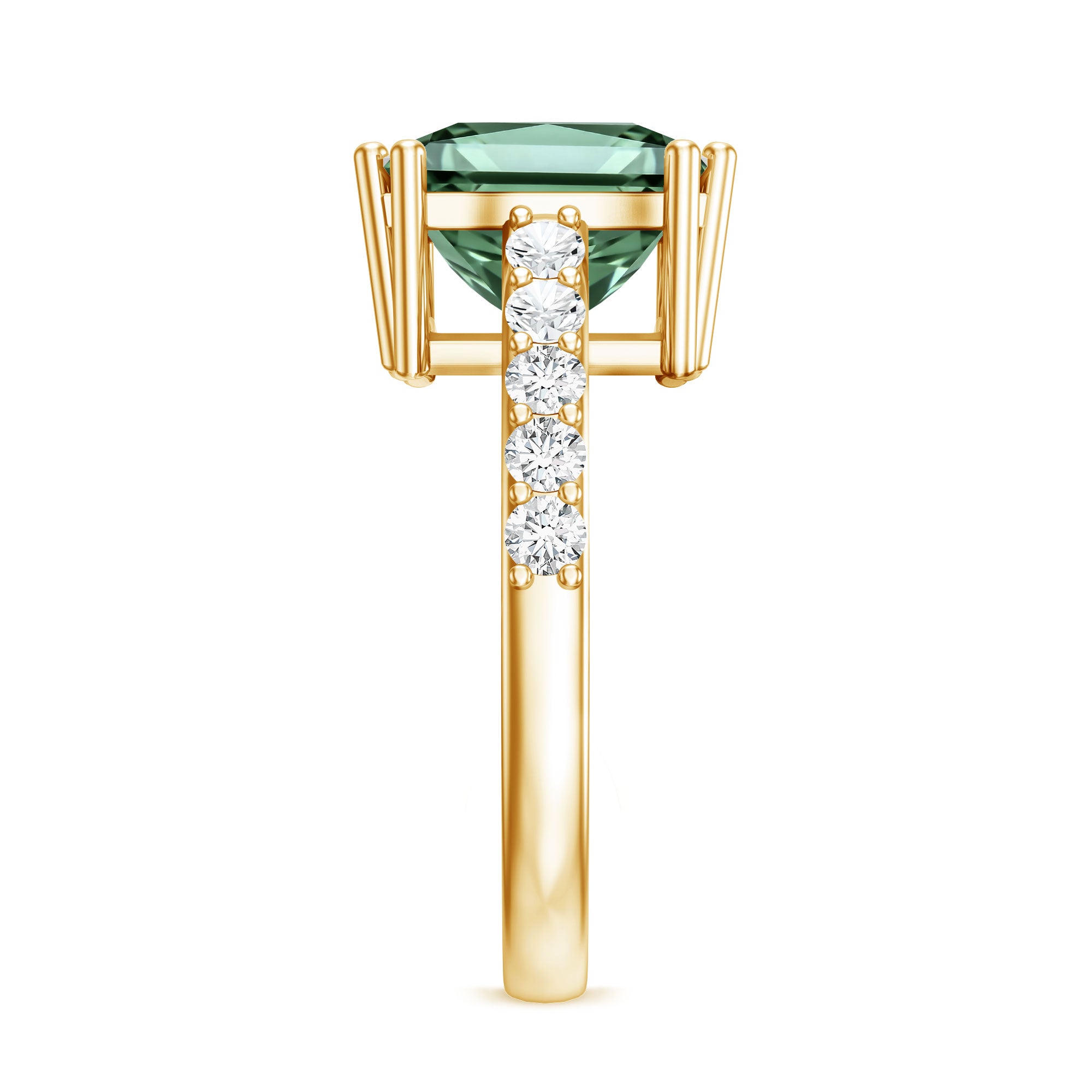 5 Carat Princess Cut Lab Grown Green Diamond Big Engagement Ring with IGI Certificate Vivid Green - VS1 - Rosec Jewels