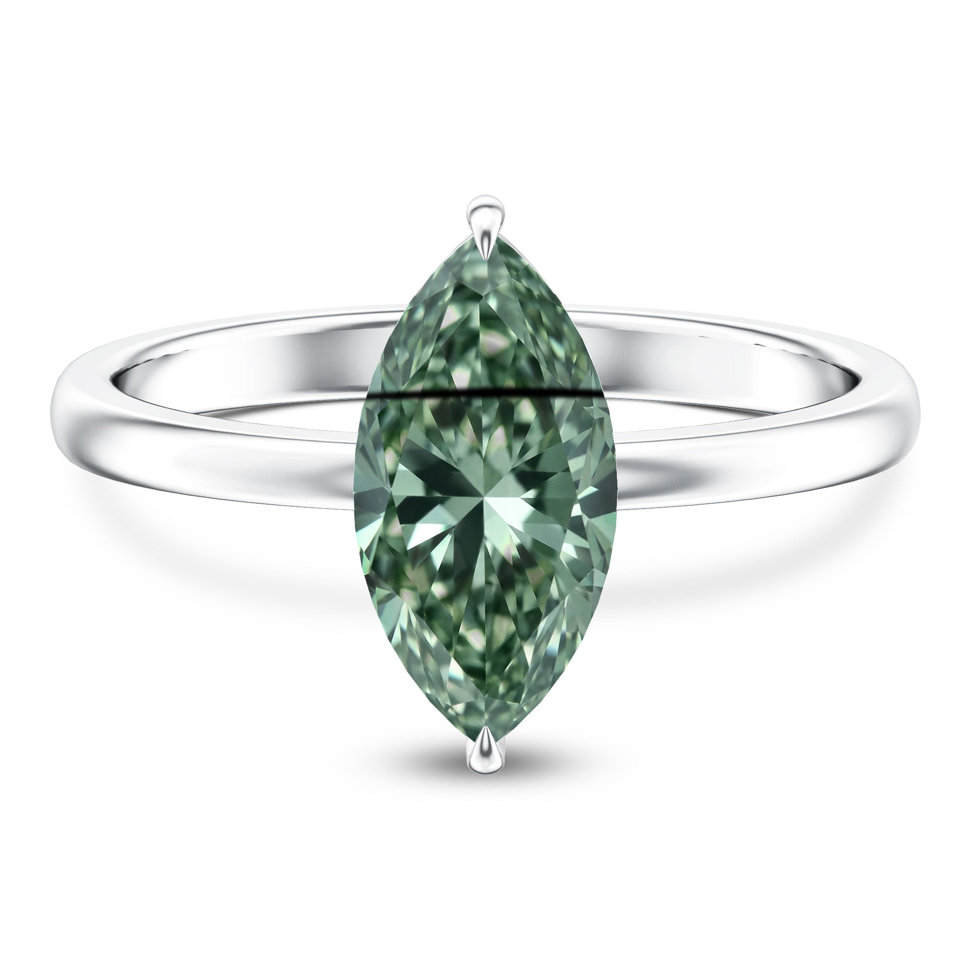 IGI Certified 2 Carat Lab Green Diamond Marquise Engagement Ring for Women Vivid Green - VS1 - Rosec Jewels