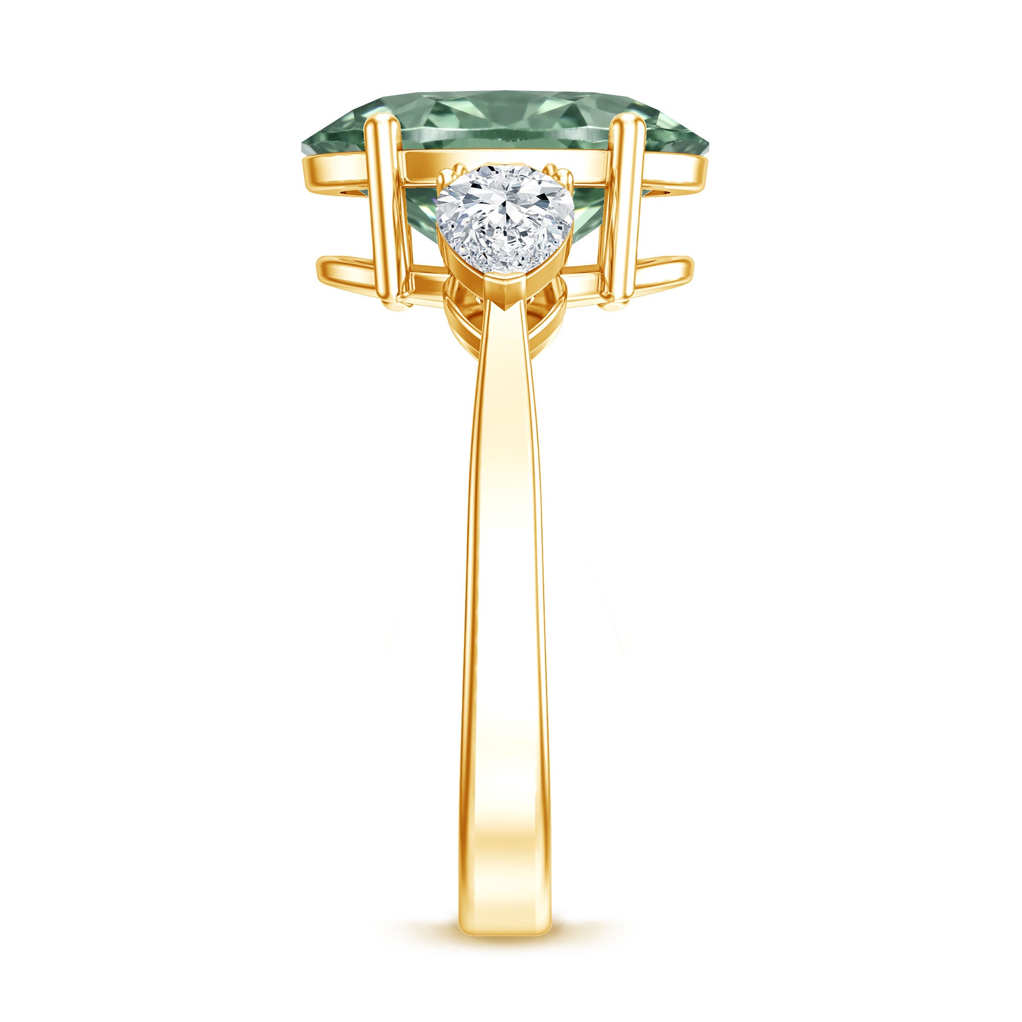 Lab Grown 3 Carat Green Diamond Past Present Future Ring with IGI Certificate Vivid Green - VS1 - Rosec Jewels