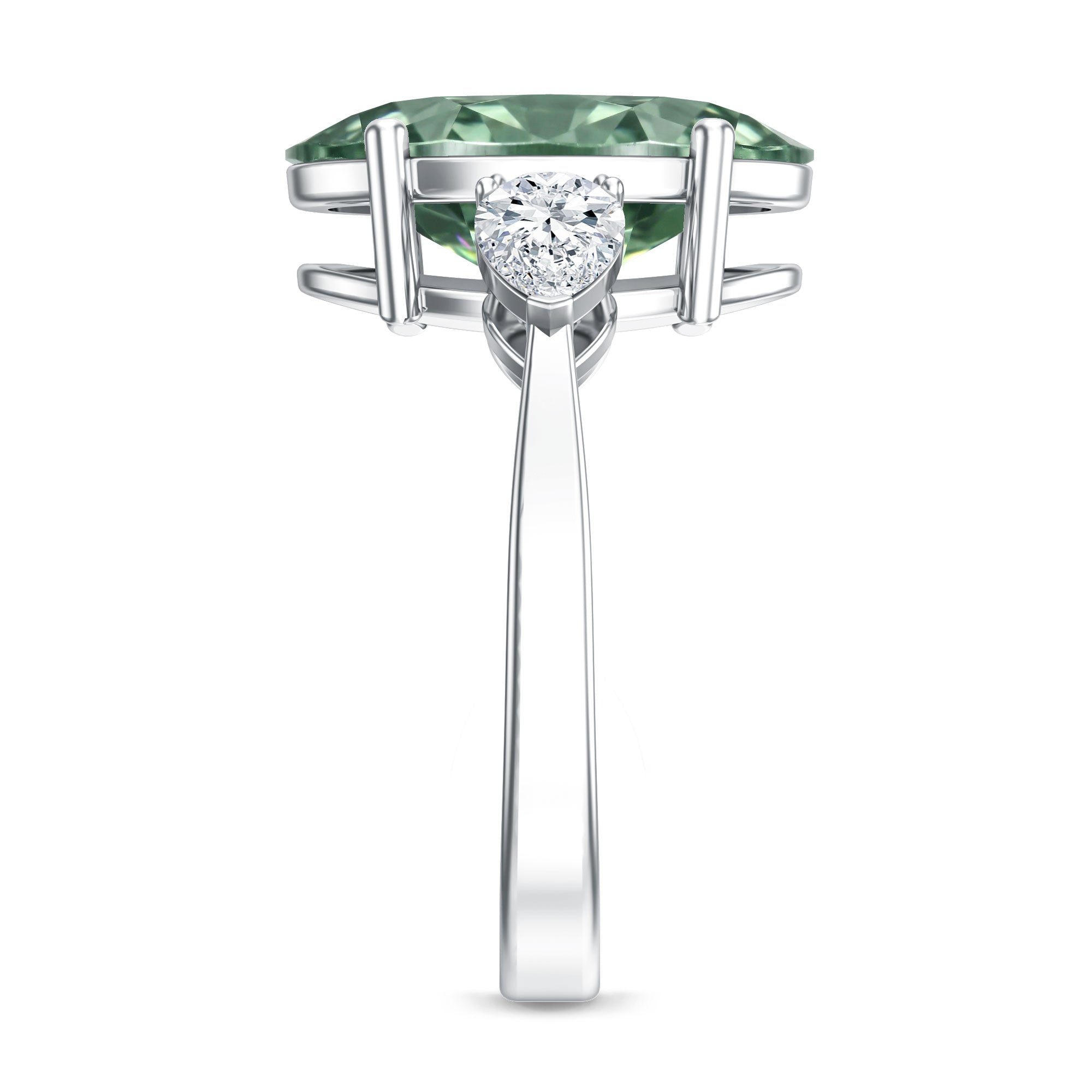 4 Carat Lab Grown Green Diamond Large Engagement Ring with IGI Certificate Vivid Green - VS1 - Rosec Jewels