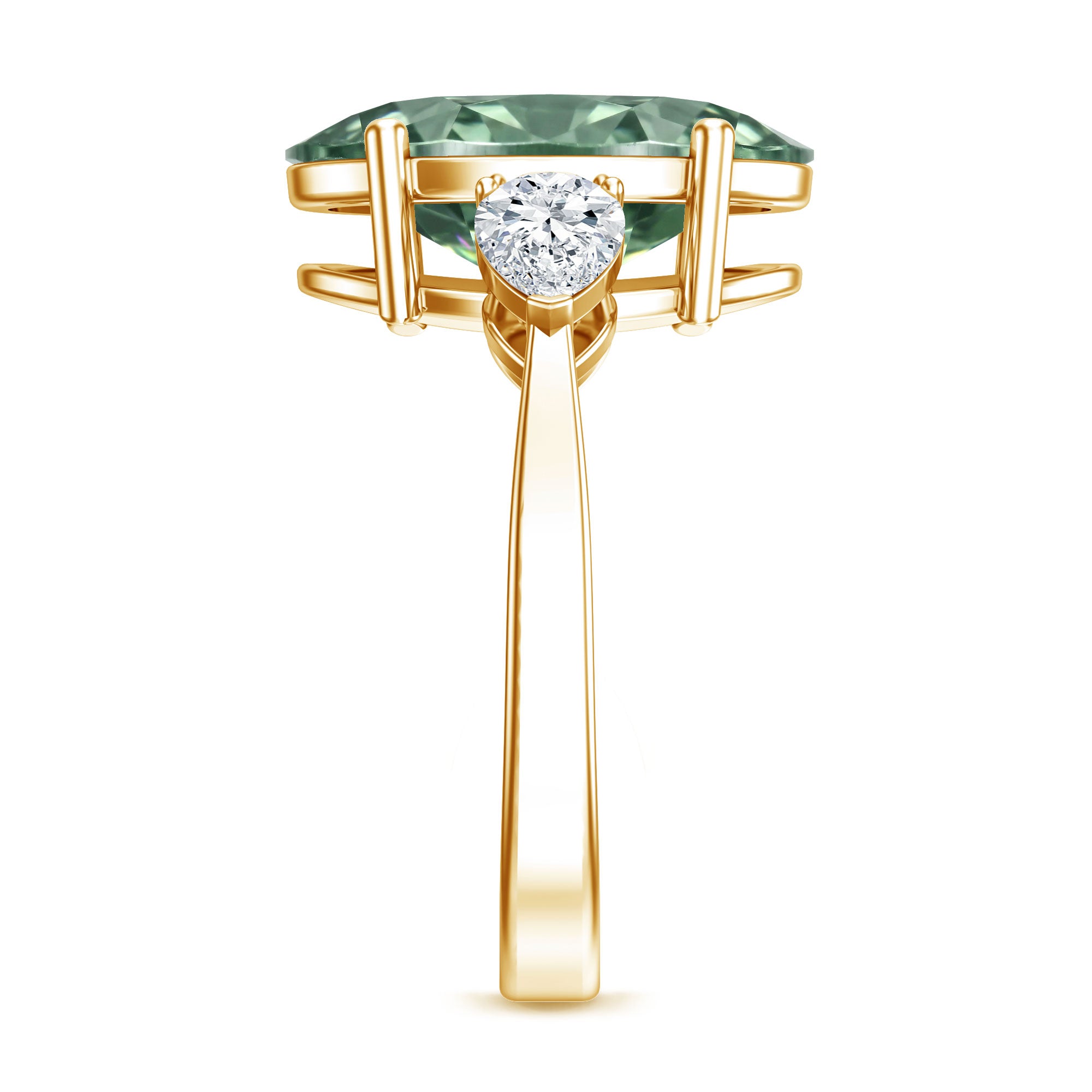 4 Carat Lab Grown Green Diamond Large Engagement Ring with IGI Certificate Vivid Green - VS1 - Rosec Jewels