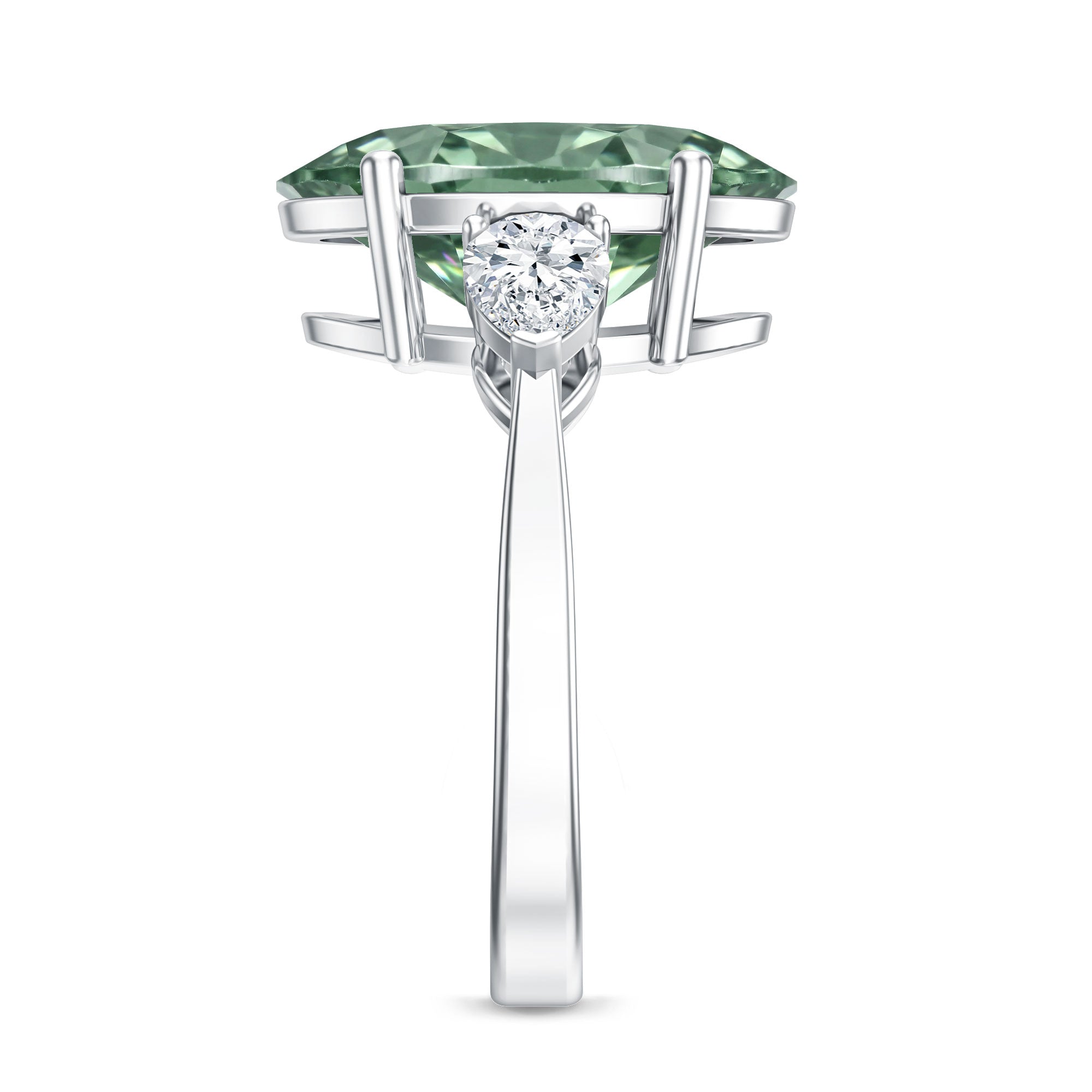 5 Carat IGI Certified Lab Grown Green Diamond Oval Statement Engagement Ring Vivid Green - VS1 - Rosec Jewels