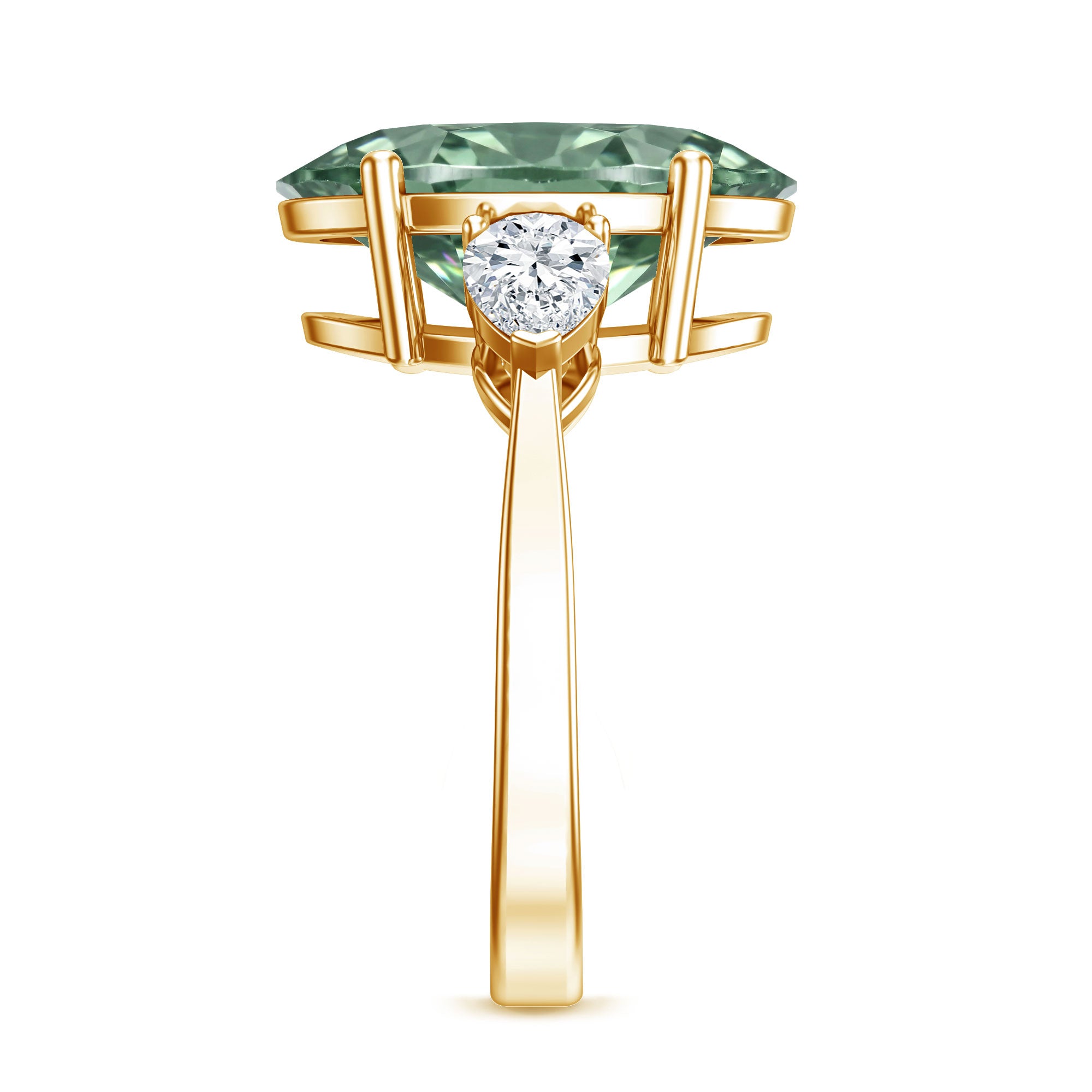 5 Carat IGI Certified Lab Grown Green Diamond Oval Statement Engagement Ring Vivid Green - VS1 - Rosec Jewels