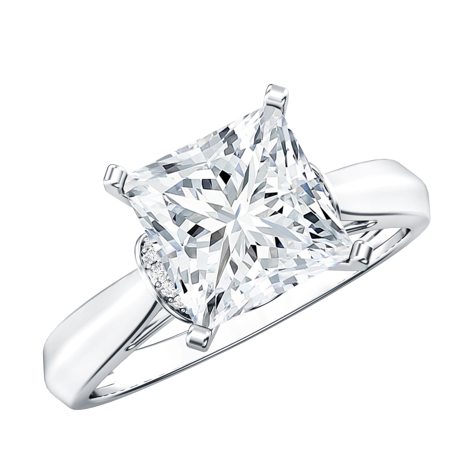 Solitaire 3 Carat Lab Grown Diamond Princess Cut Engagement Ring IGI Certified Lab - ( E-VS1 ) - Rosec Jewels