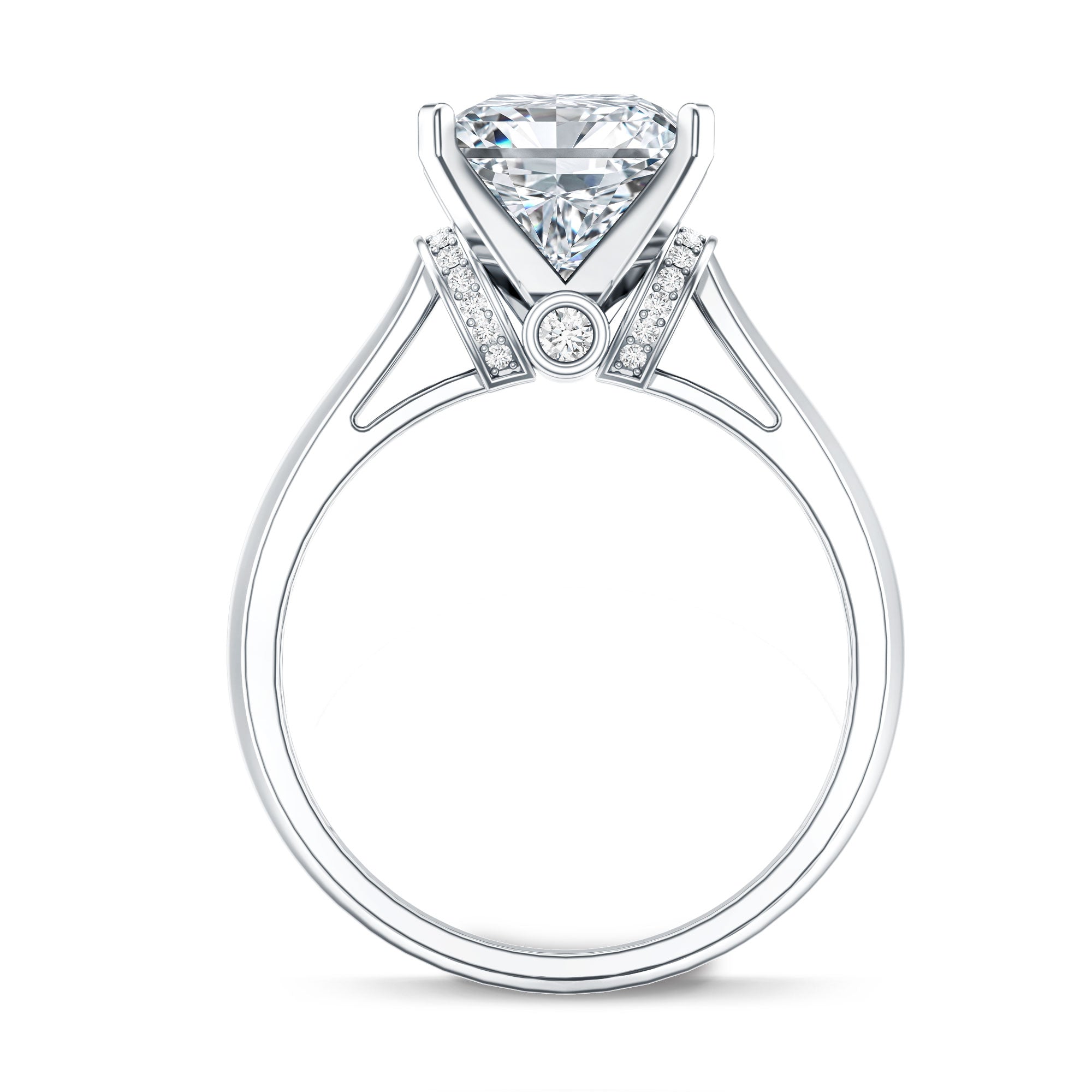 Solitaire 3 Carat Lab Grown Diamond Princess Cut Engagement Ring IGI Certified Lab - ( E-VS1 ) - Rosec Jewels