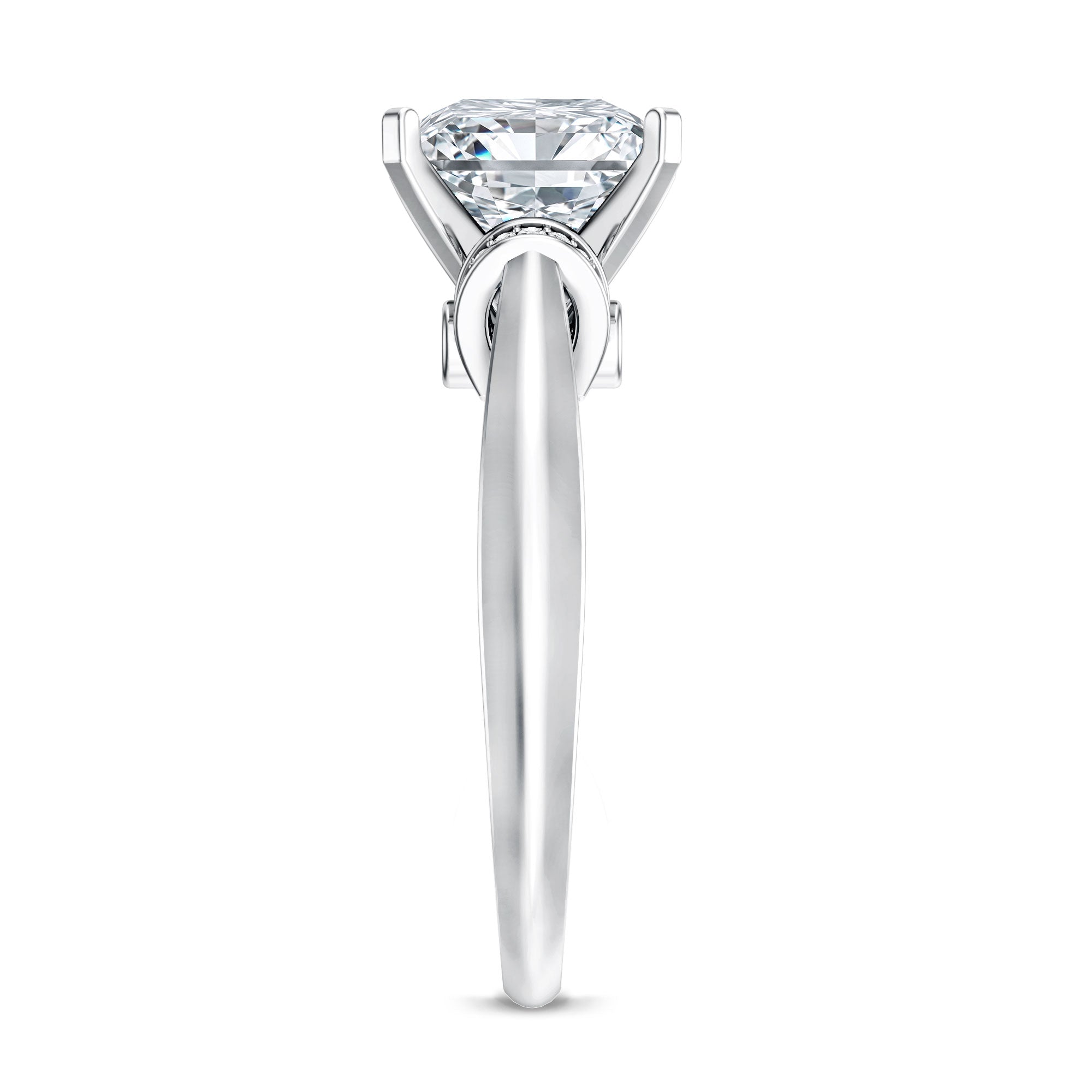 Solitaire 3 Carat Lab Grown Diamond Princess Cut Engagement Ring IGI Certified Lab - ( E-VS1 ) - Rosec Jewels