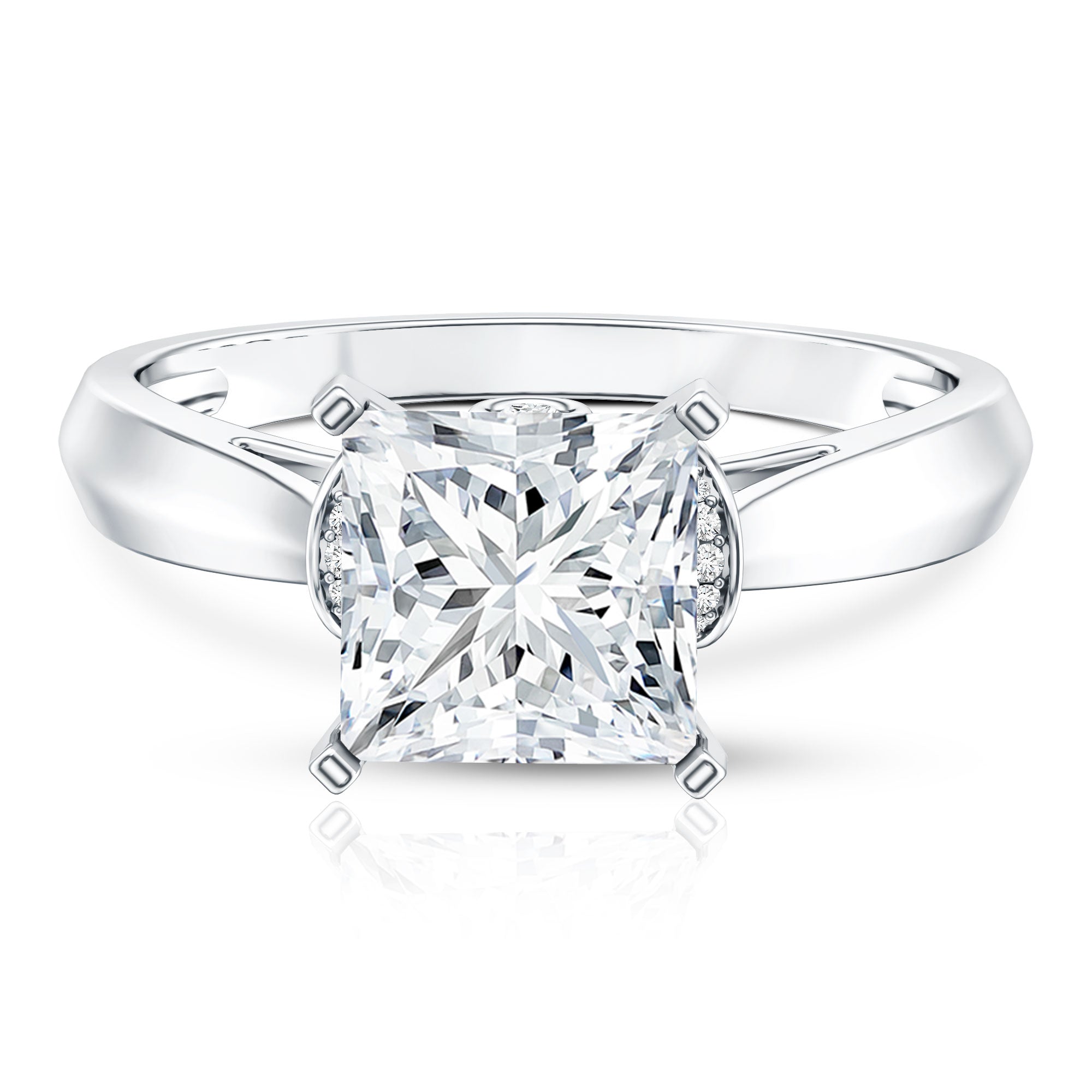 Solitaire 3 Carat Lab Grown Diamond Princess Cut Engagement Ring IGI Certified Lab - ( E-VS1 ) - Rosec Jewels