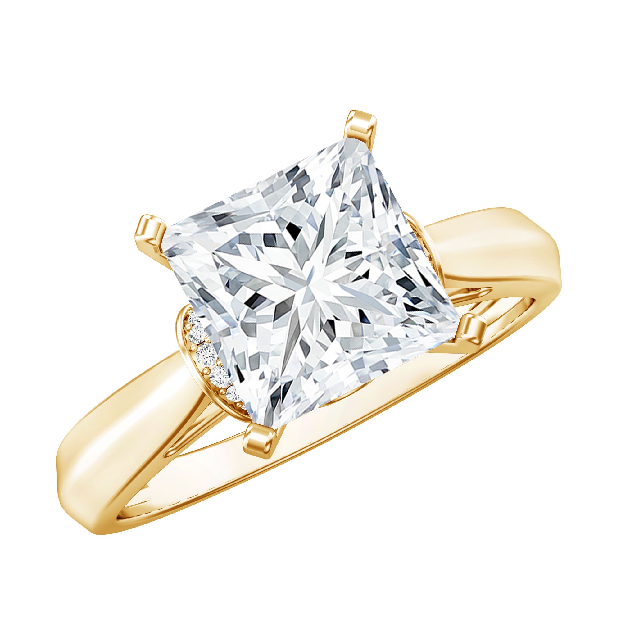 Solitaire 3 Carat Lab Grown Diamond Princess Cut Engagement Ring IGI Certified Lab - ( E-VS1 ) - Rosec Jewels